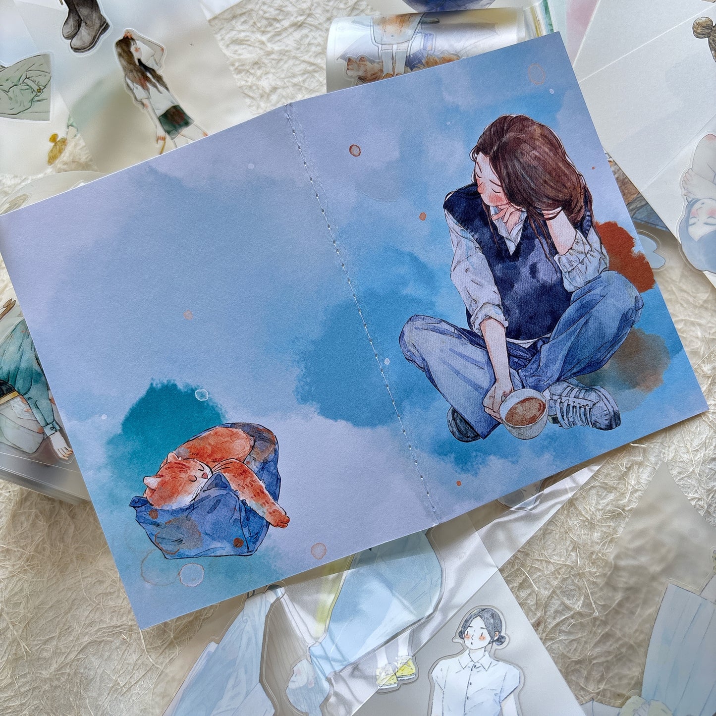 DingDing Vol9【8 Pcs 9*12.5cm Person Cover Travel Notebook】,Washi Sticker Book,Passport, Blank Inner Pages,for Junk Journal,Journaling,Scrapbooking