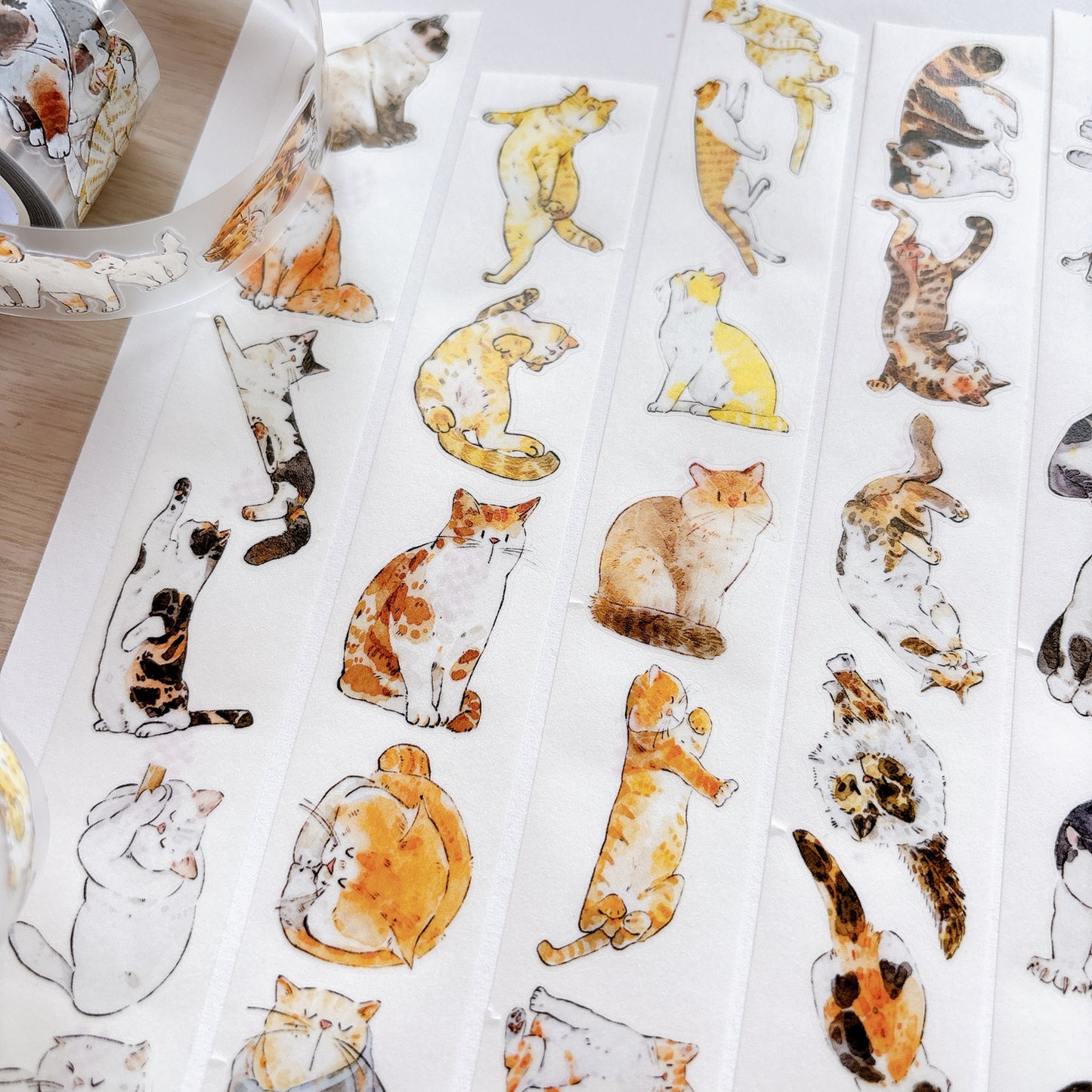 Seahorse Forest Vol11【A62#Mimi】Vintage Cat Original Design Pre-Cut Washi/PET Tape Stickers,for Scrapbook Supplies,Junk Journal Supplies