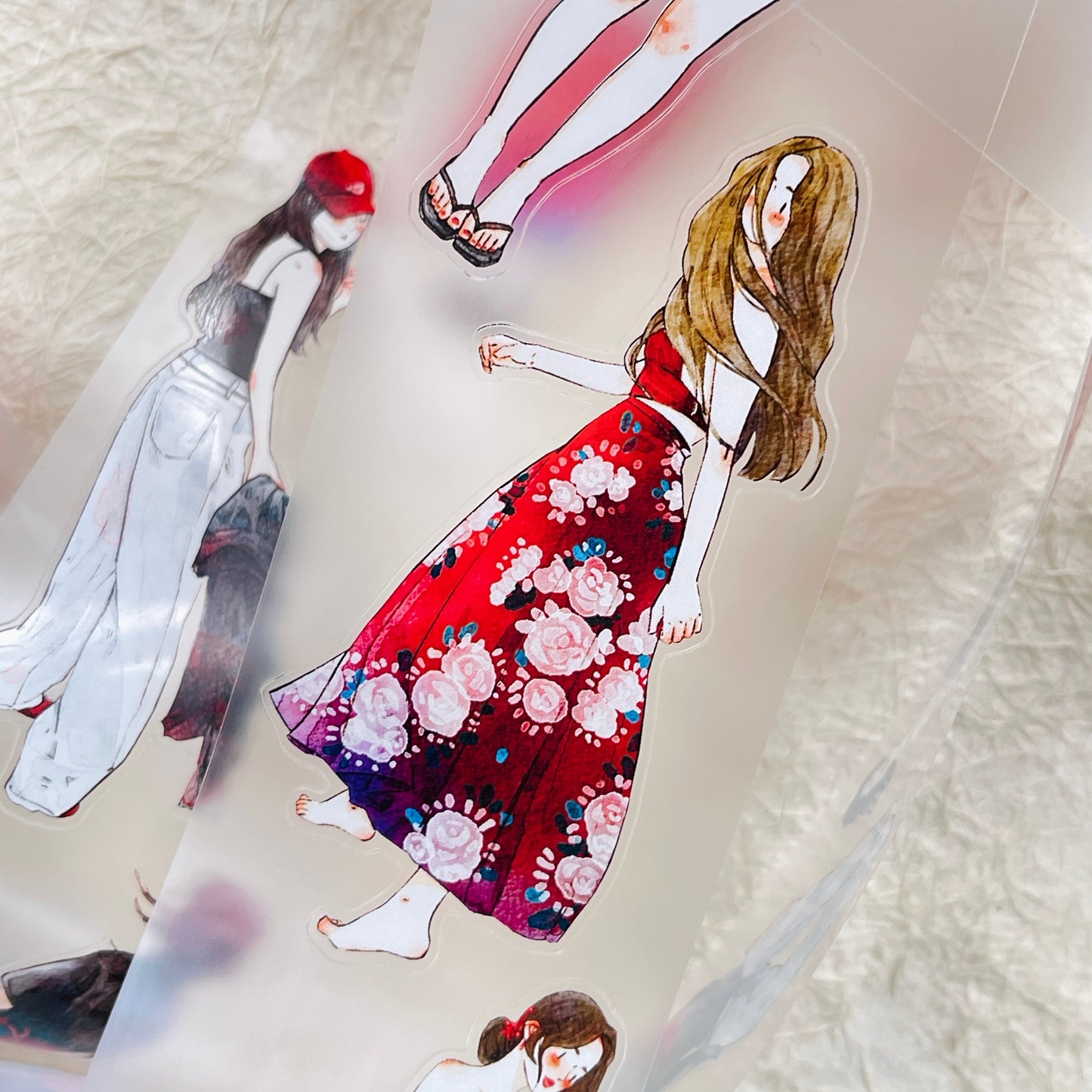 DingDing Vol12【42#A Little Red】Original Design Pre-Cut Washi/PET Tape Stickers,for Scrapbook Supplies,Journaling,Junk Journal,Bullet Journal,Planner Stickers