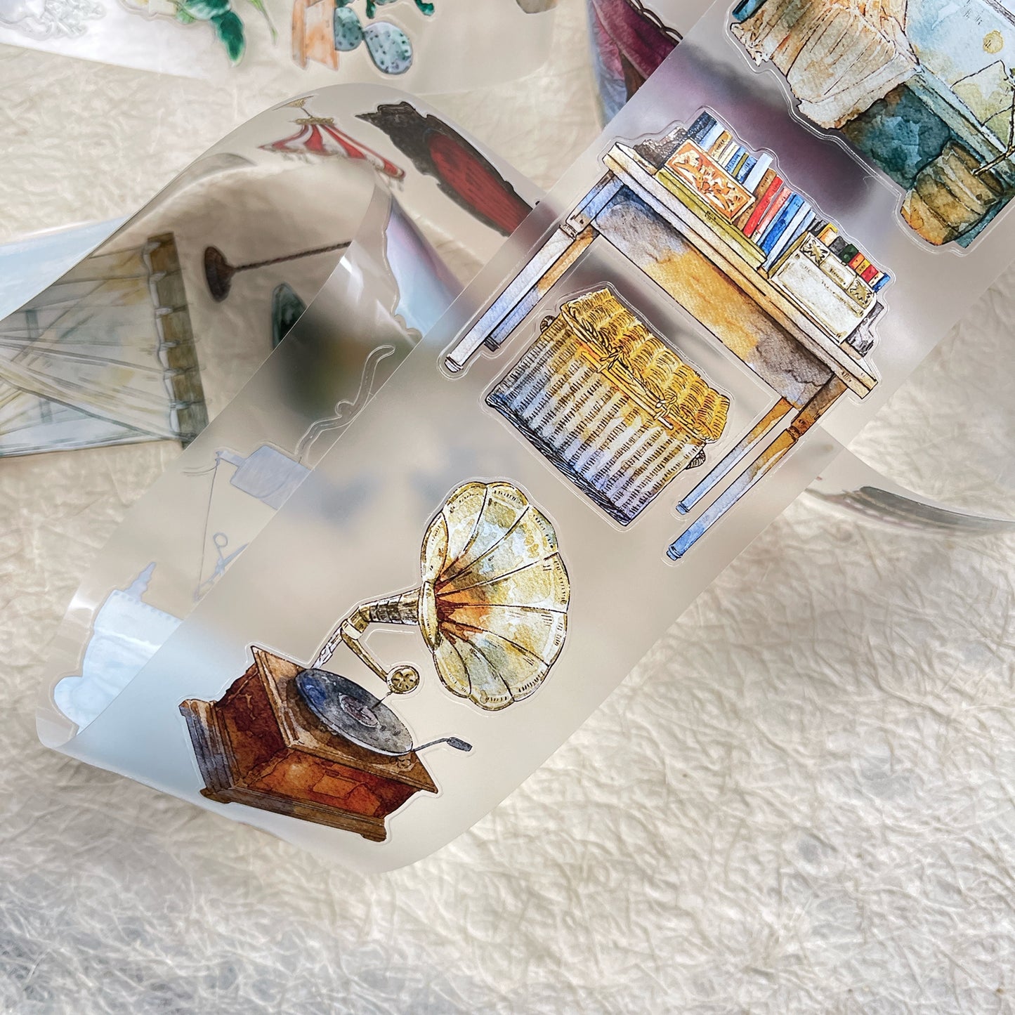 DingDing Vol12【45#Time Imprint】Original Design Pre-Cut Washi/PET Tape Stickers,for Scrapbook Supplies,Journaling,Junk Journal,Bullet Journal,Planner Stickers