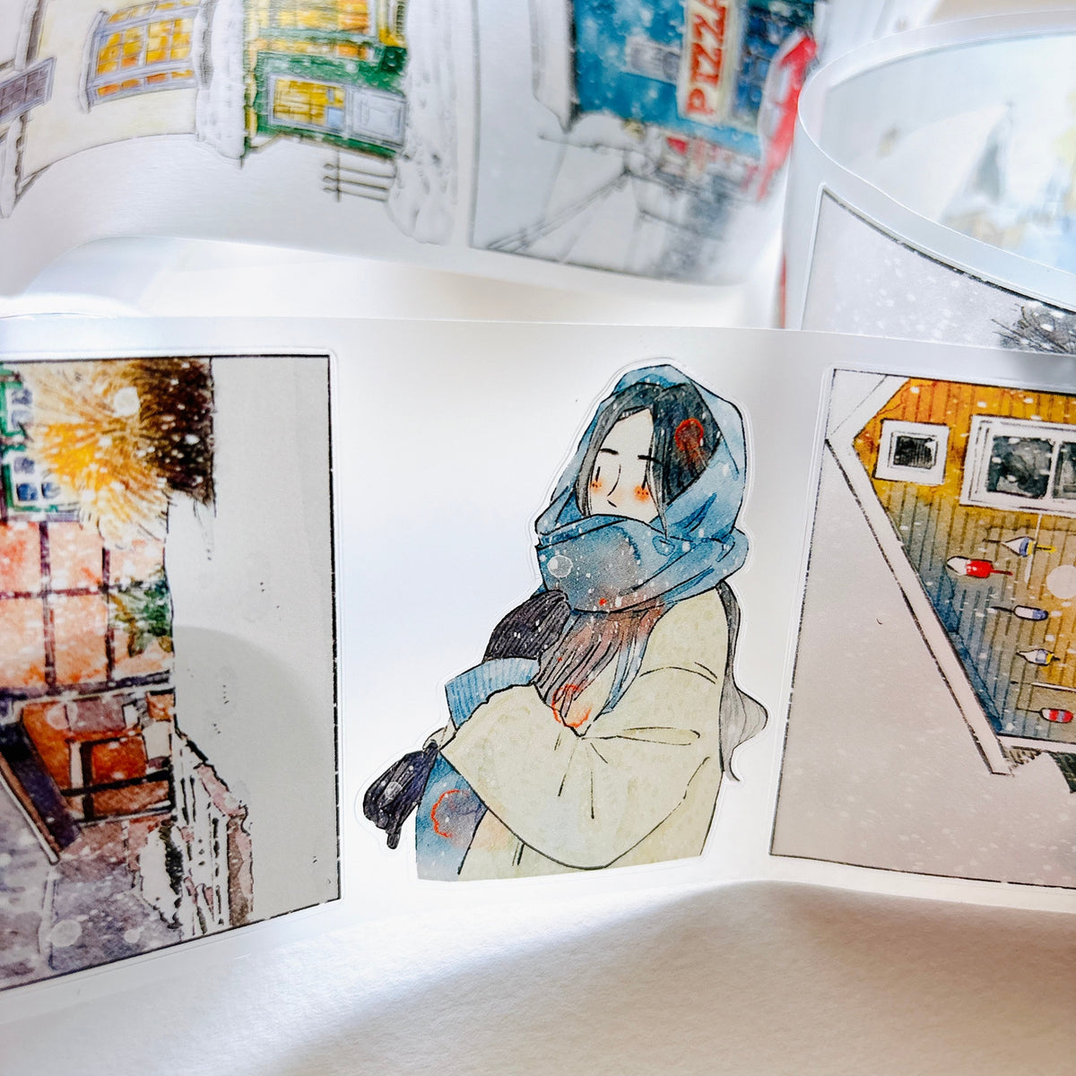 DingDing Vol.17【65#There is Winter】Original Design Pre-Cut Washi/PET Tape Stickers,for Scrapbook Supplies,Journaling,Junk Journal,Bullet Journal,Planner Stickers