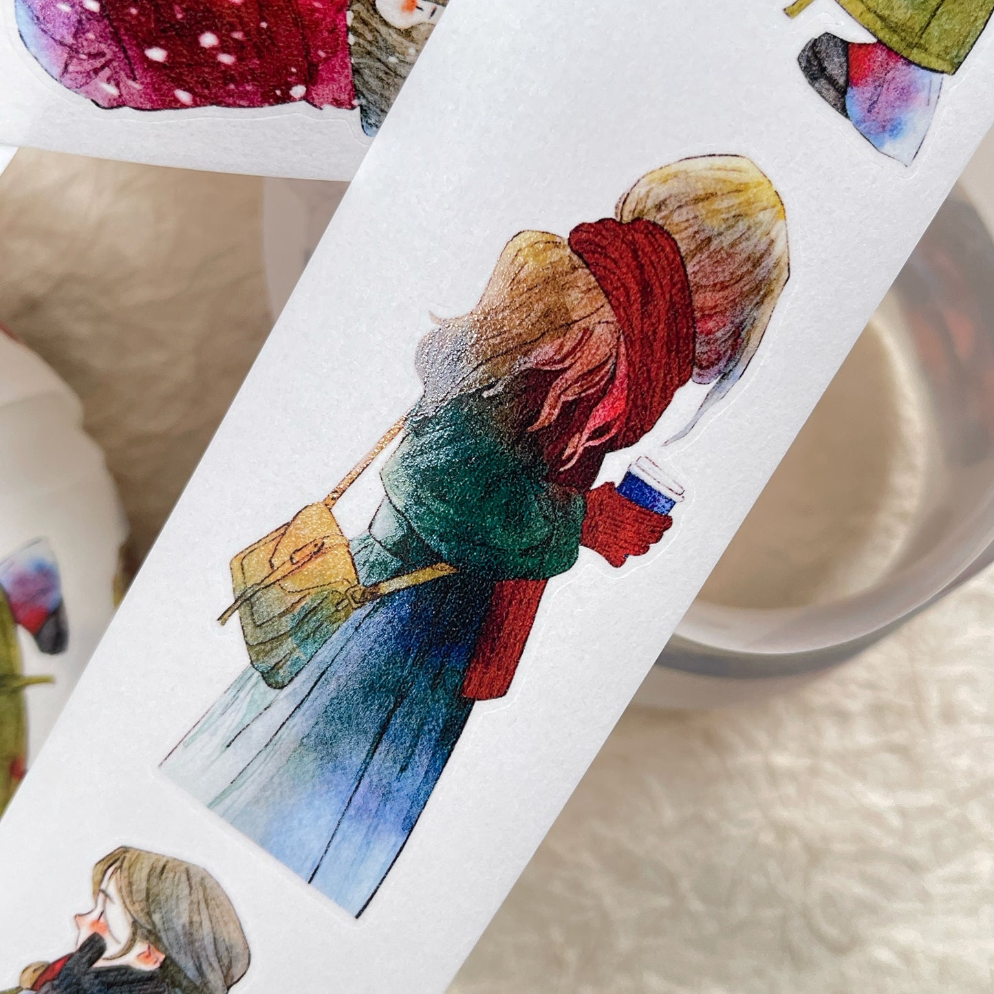 DingDing Vol12【43#Winter Day】Original Design Pre-Cut Washi/PET Tape Stickers,for Scrapbook Supplies,Journaling,Junk Journal,Bullet Journal,Planner Stickers