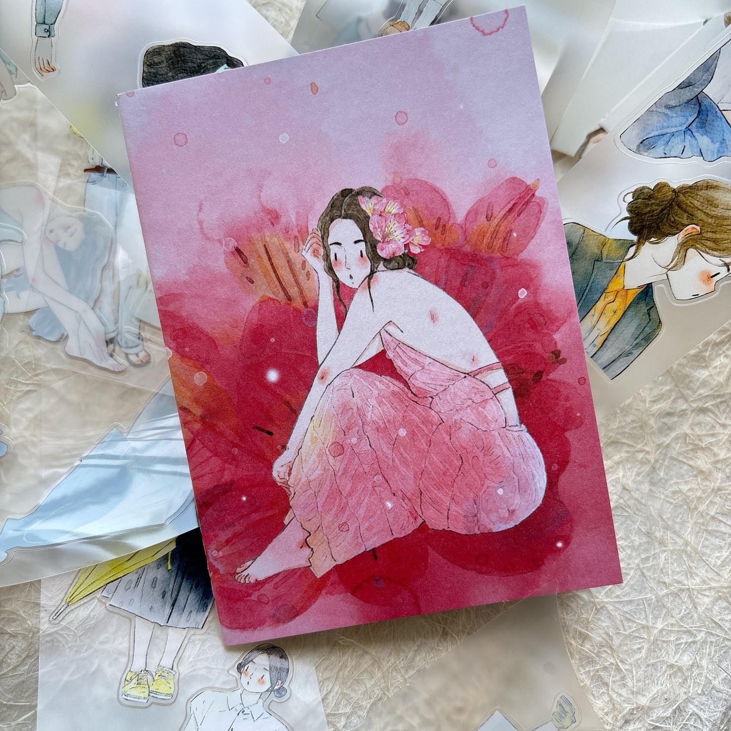 DingDing Vol9【8 Pcs 9*12.5cm Person Cover Travel Notebook】,Washi Sticker Book,Passport, Blank Inner Pages,for Junk Journal,Journaling,Scrapbooking