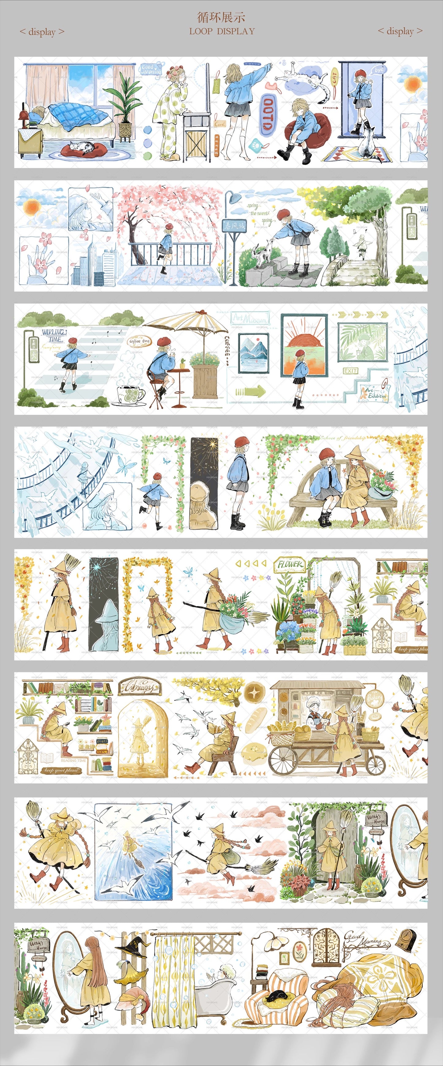 Moodtape【Meet】Original Character Design Washi/Pet Tape Stickers,for Scrapbook Supplies,Scrapbook Tape Stickers,Junk Journal Supplies