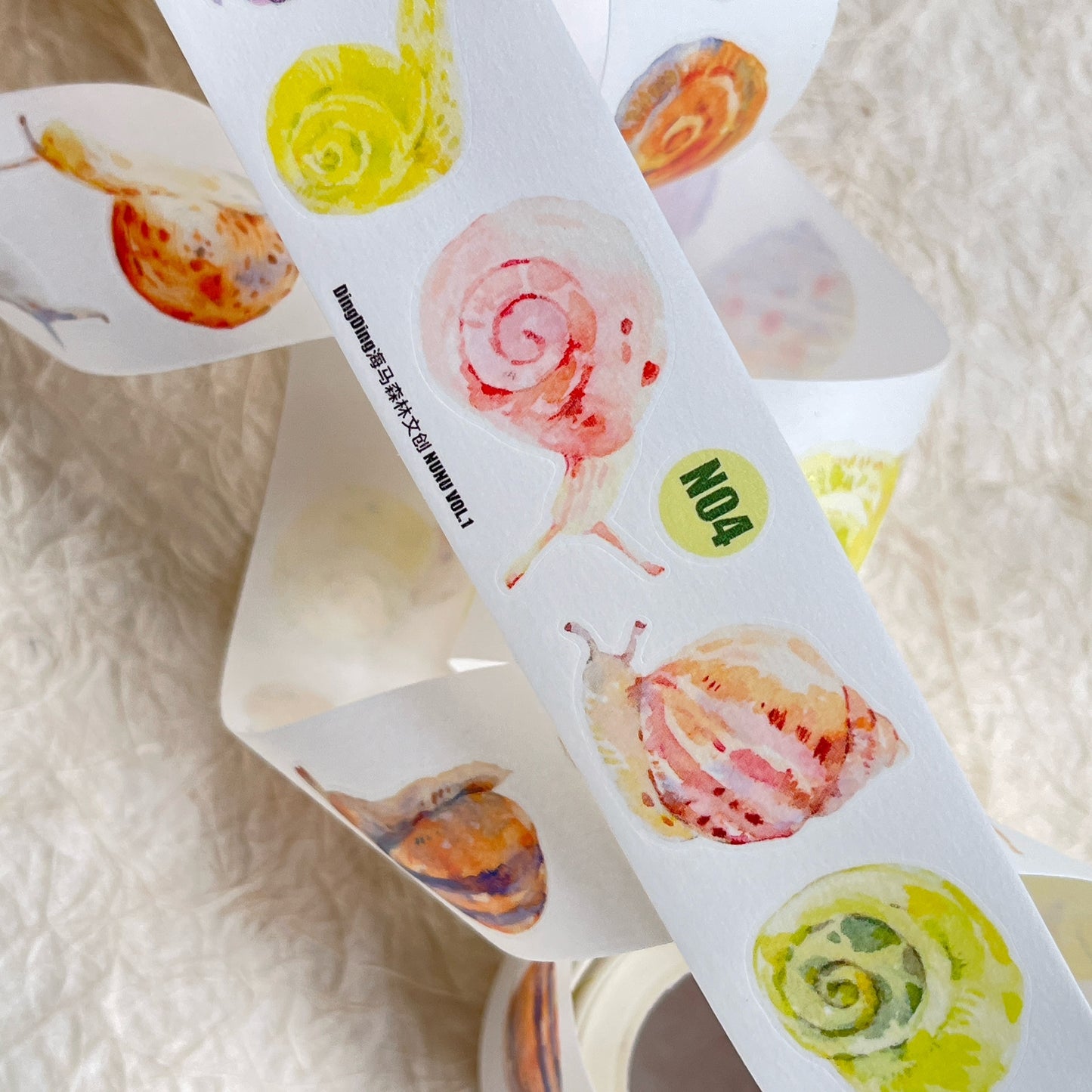 NuNu(DingDing) Vol1【N04 Snail】Salt Style Washi/PET Tape Stickers,for Scrapbook Supplies,Scrapbook Tape Stickers,Junk Journal Supplies