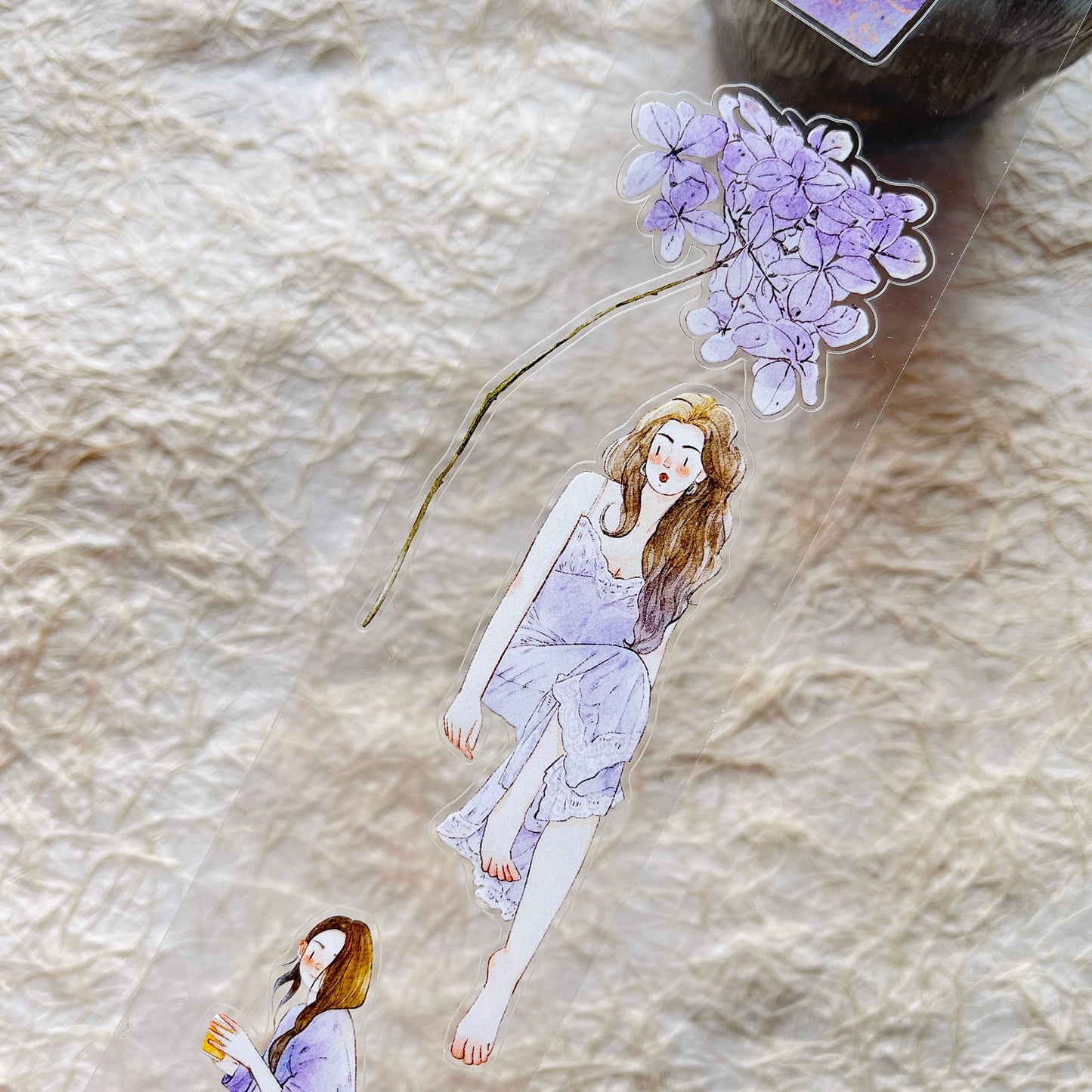 DingDing Vol13【47#A Little Purple】Original Design Kiss-Cut Washi PET Tape Stickers,for Scrapbook Supplies,Journaling,Junk Journal,Bullet Journal,Planner Stickers