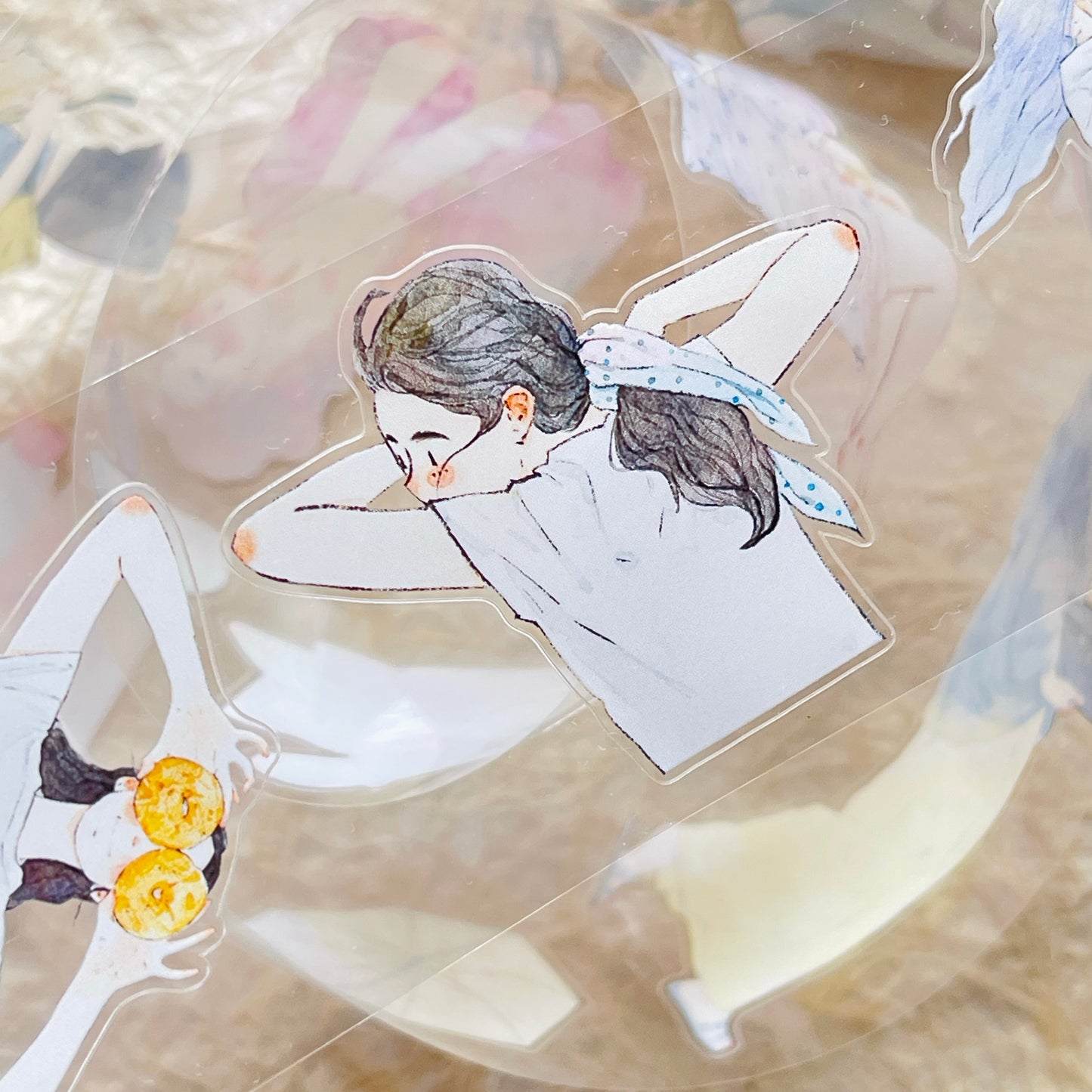 DingDing Vol13【49#Little Happiness】Original Design Kiss-Cut Washi PET Tape Stickers,for Scrapbook Supplies,Journaling,Junk Journal,Bullet Journal,Planner Stickers