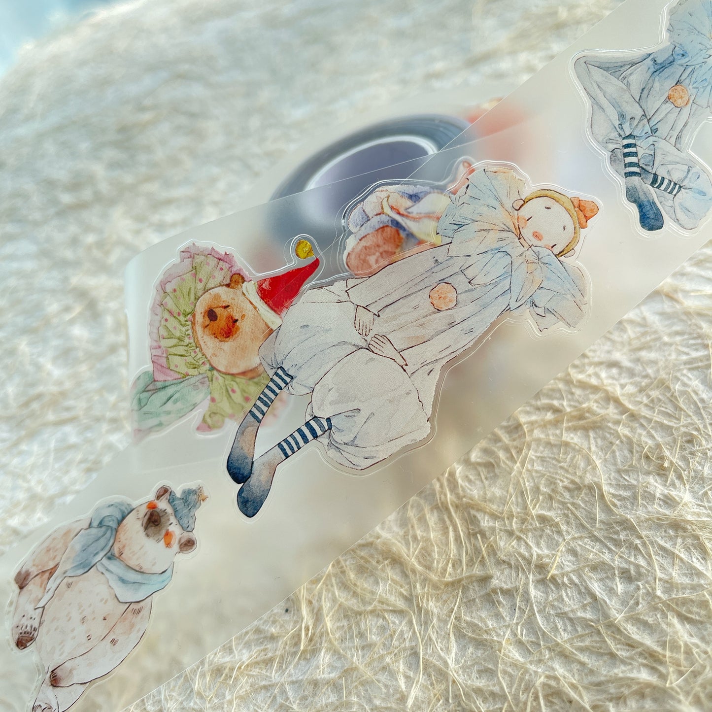 DingDing Vol13【46#Ragdoll】Kiss-cut Washi Pet Tape,Original Vintage Design for Scrapbooks Supplies,Junk Journal,Planner Stickers