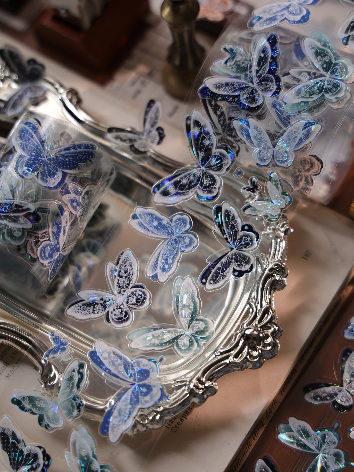 YiEr Vol18【Glasswing Butterfly】Pre-cut Orginal Design Butterfly Washi Tape and PET Stickers