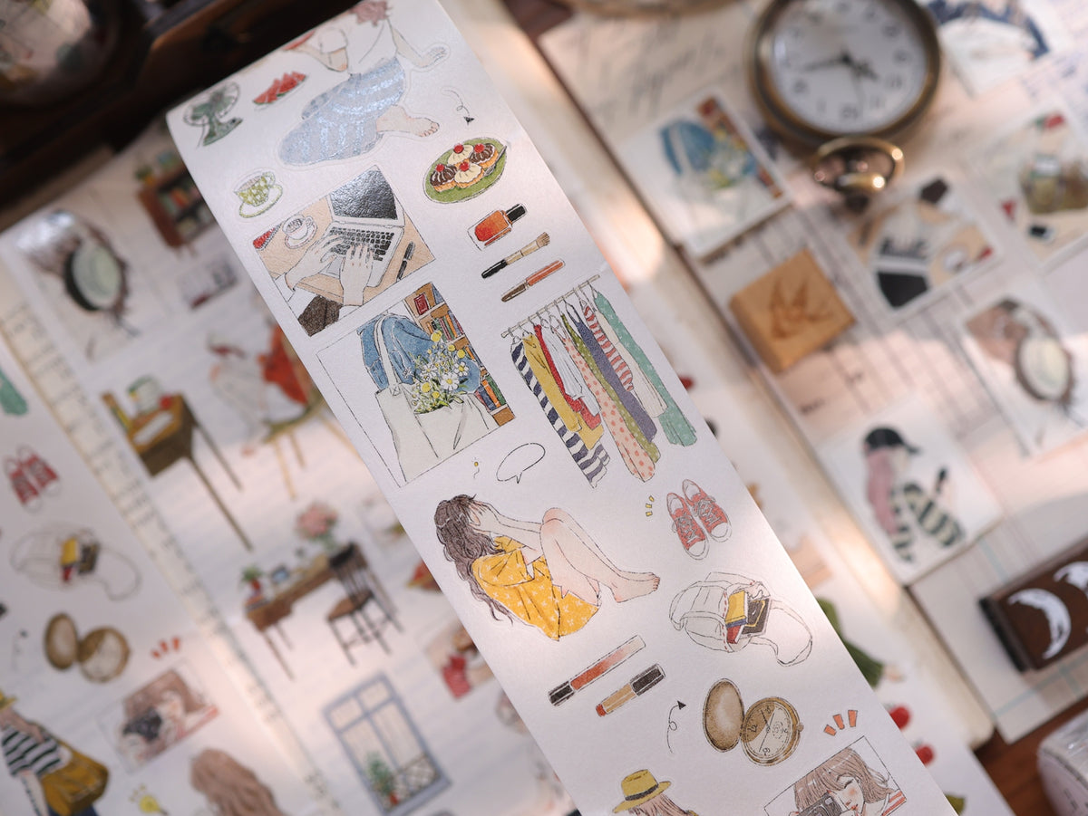 YiEr Vol18【Slow Daily Life】Salt Series Pre-cut Orginal Design Travel Character Storyboard Washi Tape and PET Stickers