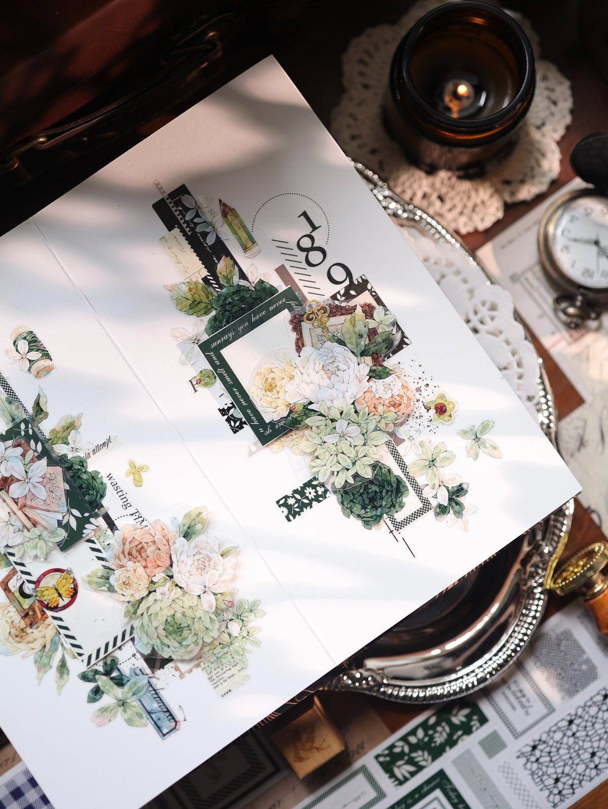 YiEr Vol18【A Brief Sketch】Pre-cut Orginal Design Base Border Washi Tape and PET Stickers
