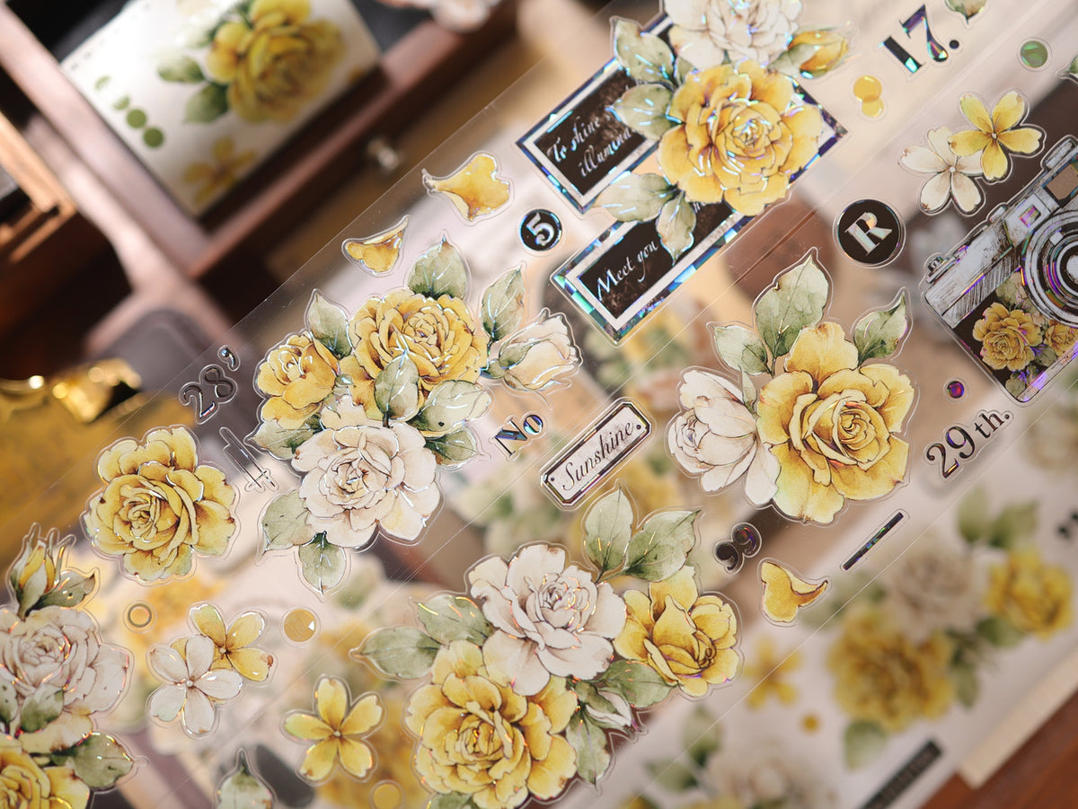 YiEr Vol18【Yellowed Letter Paper】Pre-cut Orginal Design Follower Washi Tape and PET Stickers