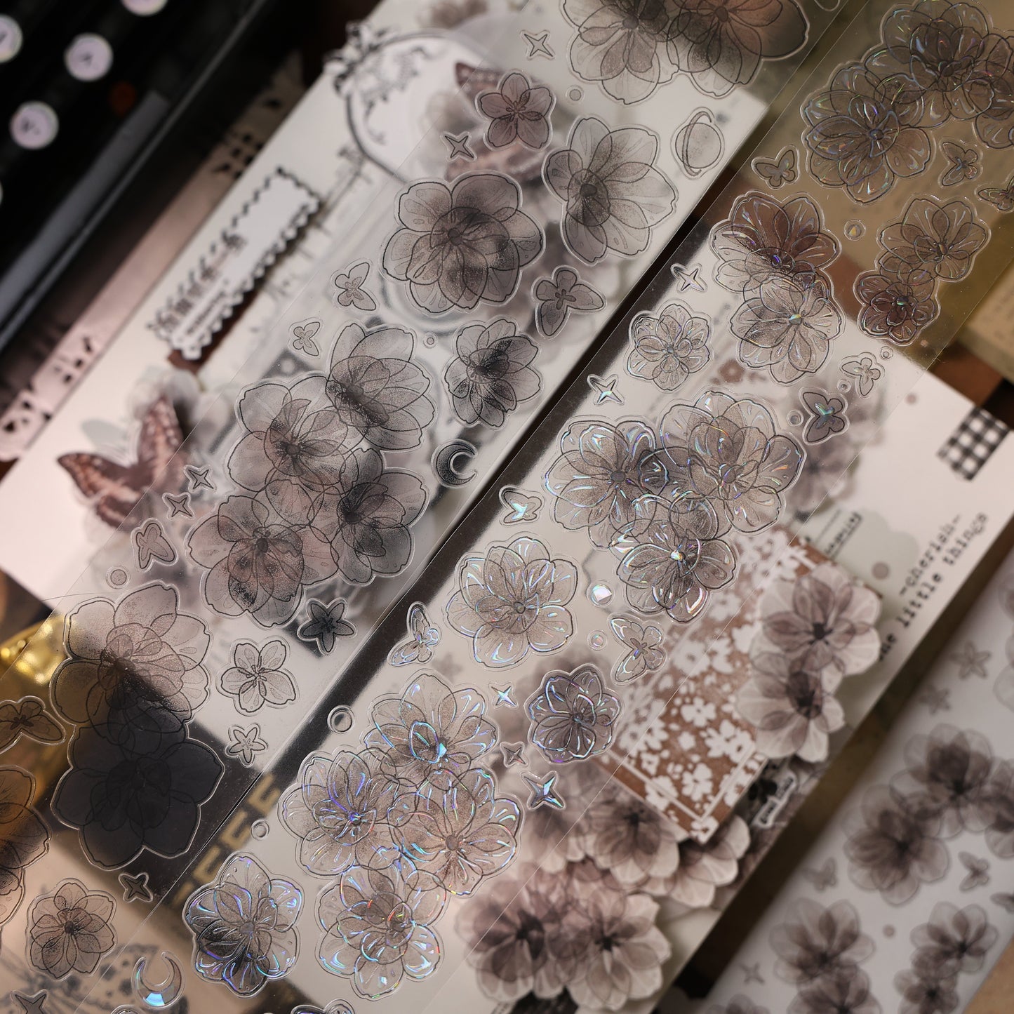 YiEr Vol16【Shadow Flower】Floral Washi Tape and PET Stickers