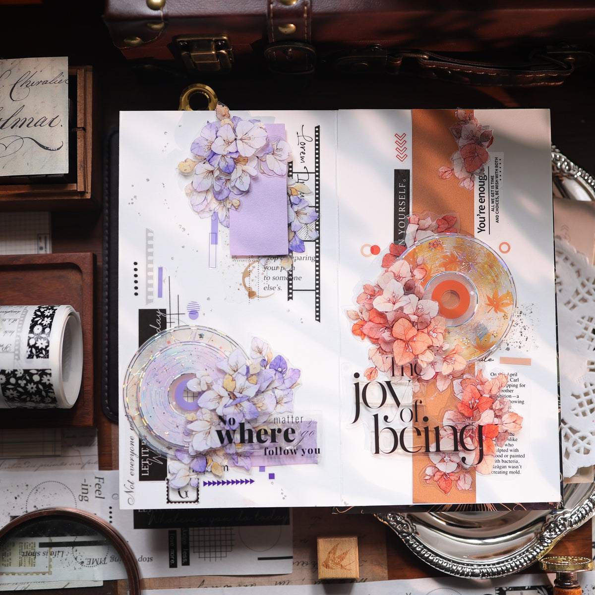 YiEr Vol18【Old Page Notes】Pre-cut Orginal Design Base Text Border Washi Tape and PET Stickers