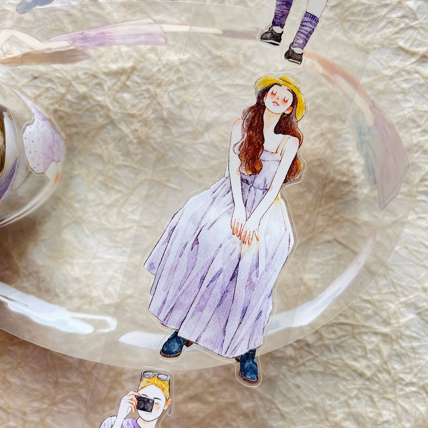 DingDing Vol13【47#A Little Purple】Original Design Kiss-Cut Washi PET Tape Stickers,for Scrapbook Supplies,Journaling,Junk Journal,Bullet Journal,Planner Stickers