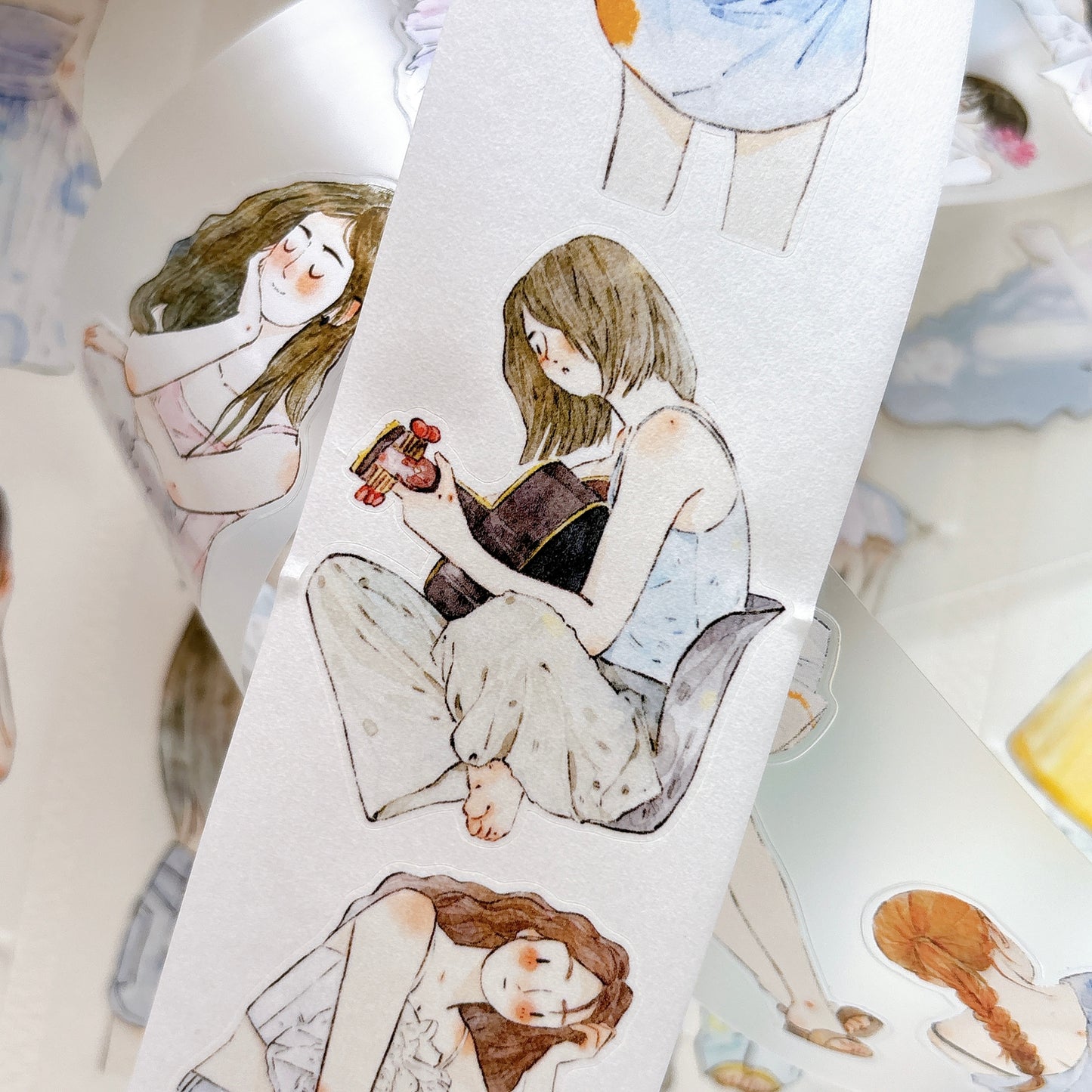 Seahorse Forest Vol11【A61#A Touch of Coolness】Vintage Scene Original Design Pre-Cut Washi/PET Tape Stickers,for Scrapbook Supplies,Junk Journal Supplies