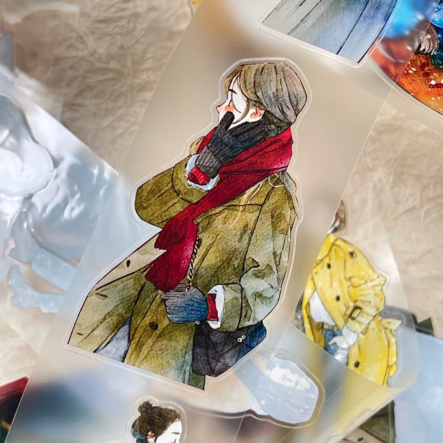 DingDing Vol12【43#Winter Day】Original Design Pre-Cut Washi/PET Tape Stickers,for Scrapbook Supplies,Journaling,Junk Journal,Bullet Journal,Planner Stickers