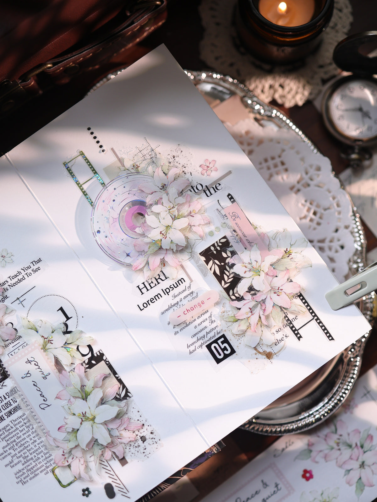 YiEr Vol18【Faint-Mist Lily】Pre-cut Orginal Design Follower Washi Tape and PET Stickers