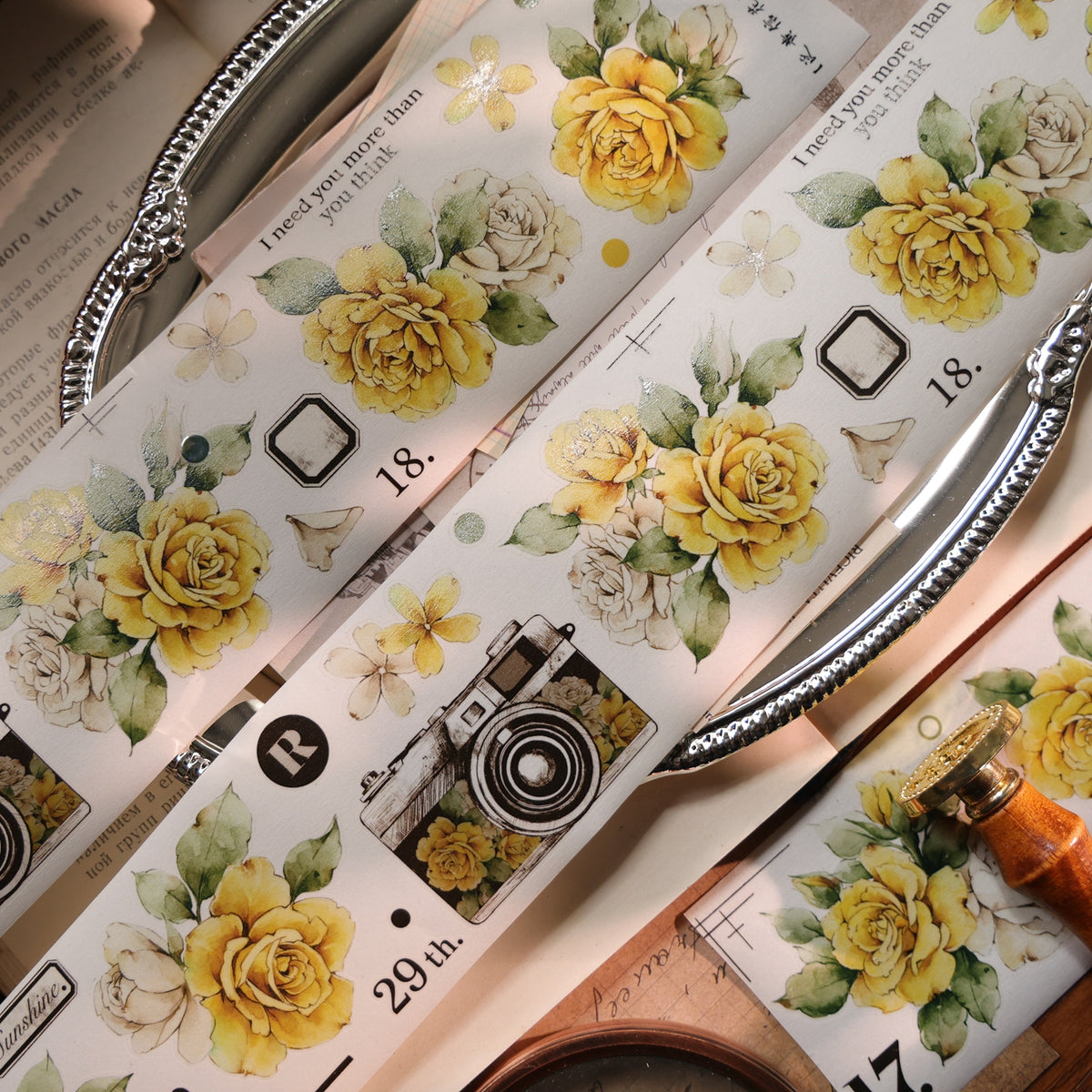 YiEr Vol18【Yellowed Letter Paper】Pre-cut Orginal Design Follower Washi Tape and PET Stickers