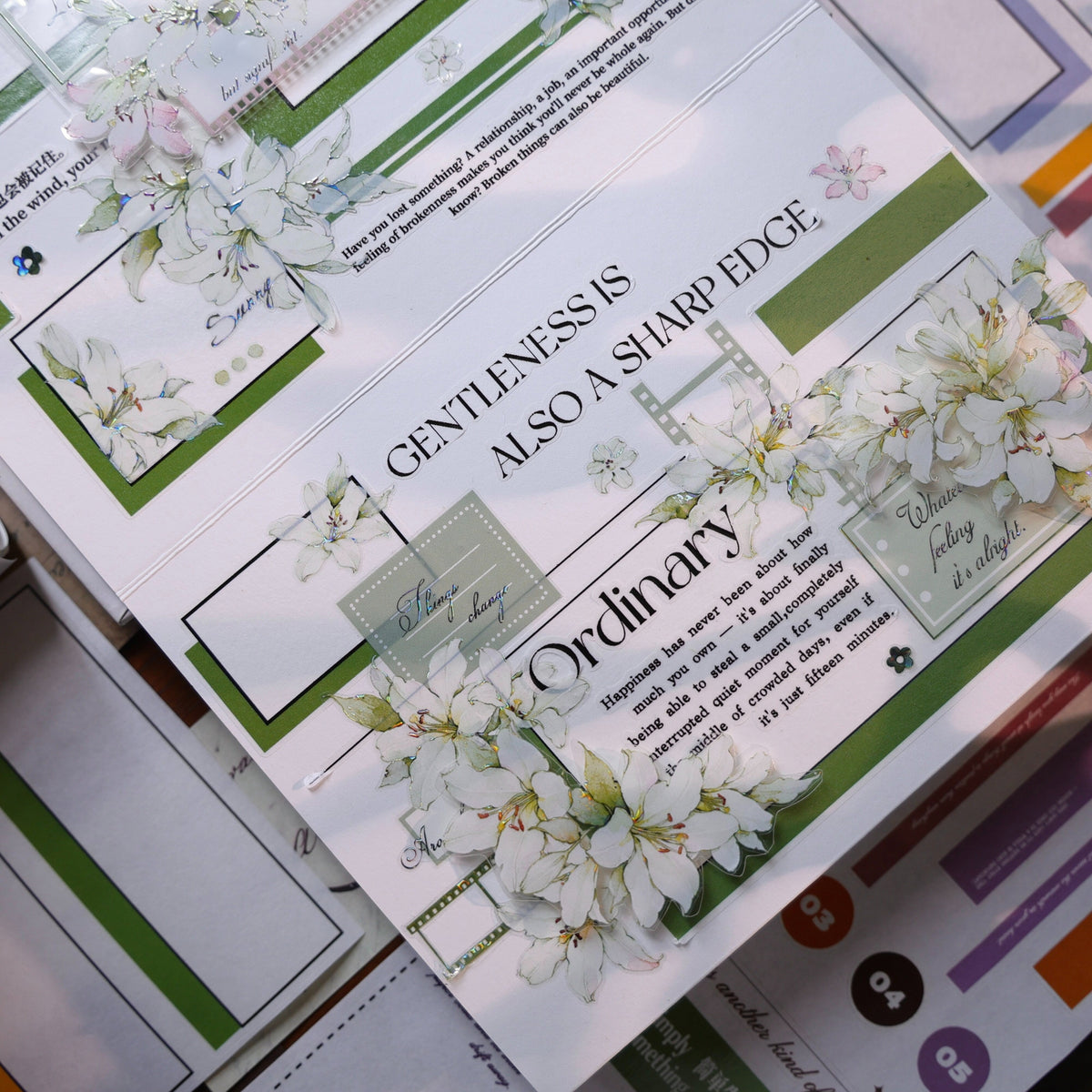YiEr Vol18【Rainbow Flower Frame】Pre-cut Orginal Design Base Frame Washi Tape and PET Stickers