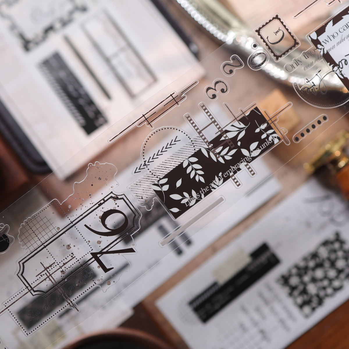 YiEr Vol18【Old Page Notes】Pre-cut Orginal Design Base Text Border Washi Tape and PET Stickers