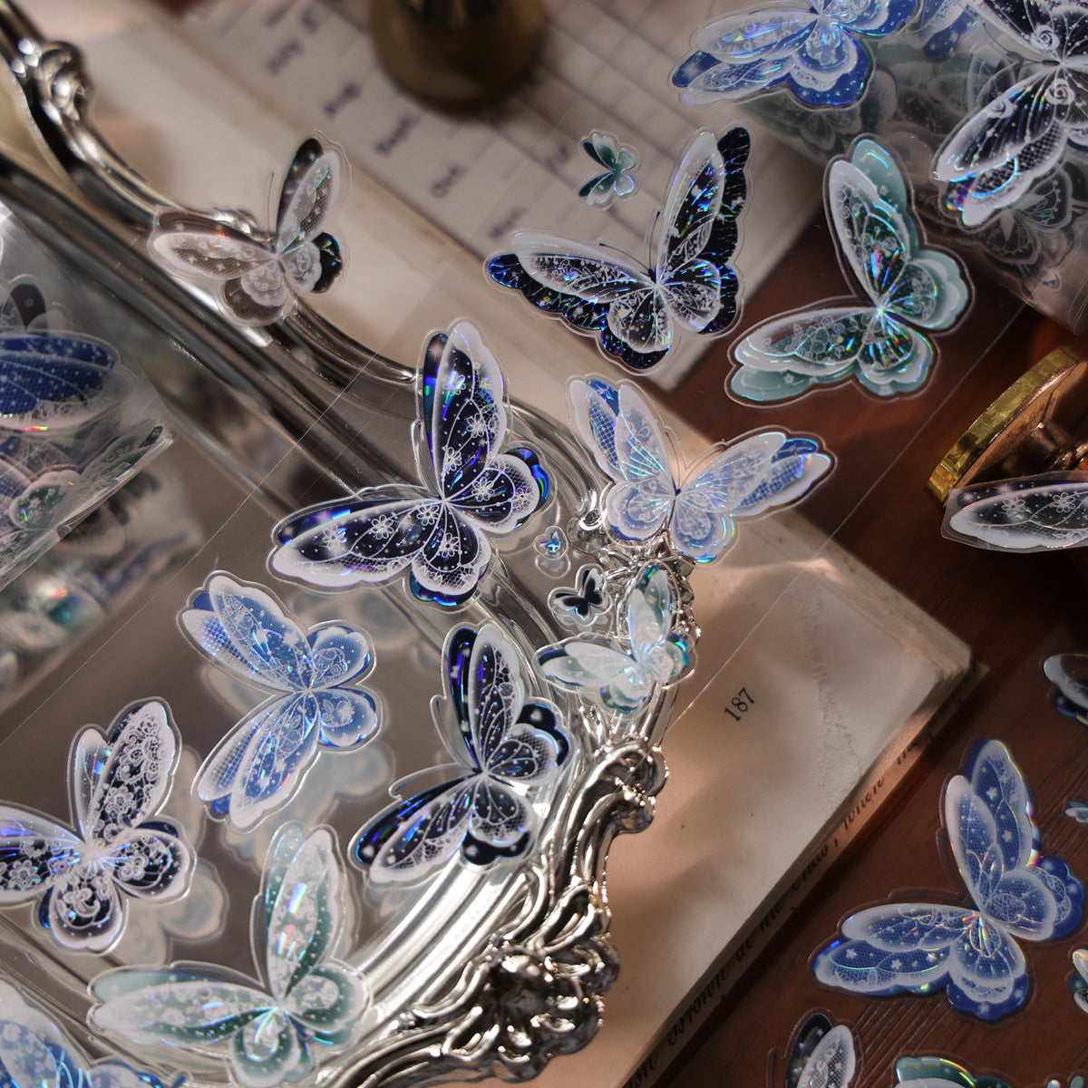 YiEr Vol18【Glasswing Butterfly】Pre-cut Orginal Design Butterfly Washi Tape and PET Stickers