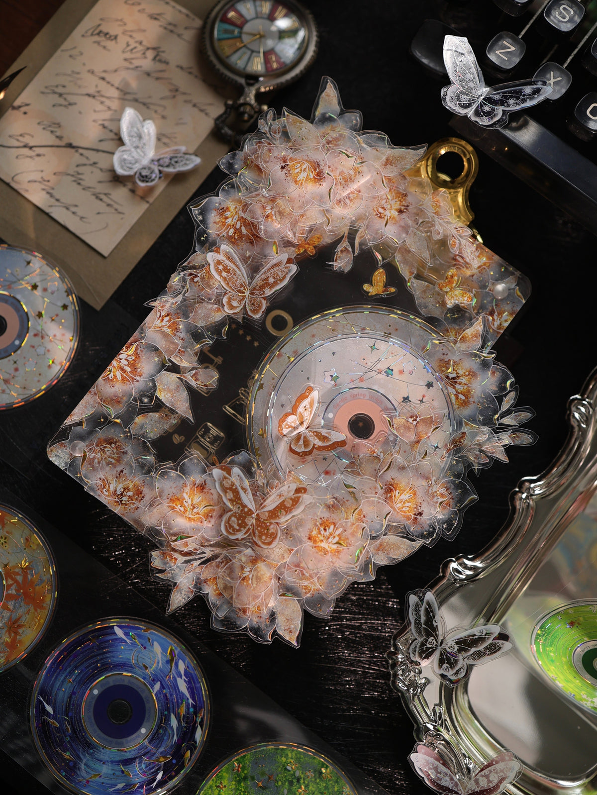 YiEr Vol18【 Spinning Sound Creates Dreams】Pre-cut Orginal Design CD Disc Tape,Light Retro Record Washi Pet Tape