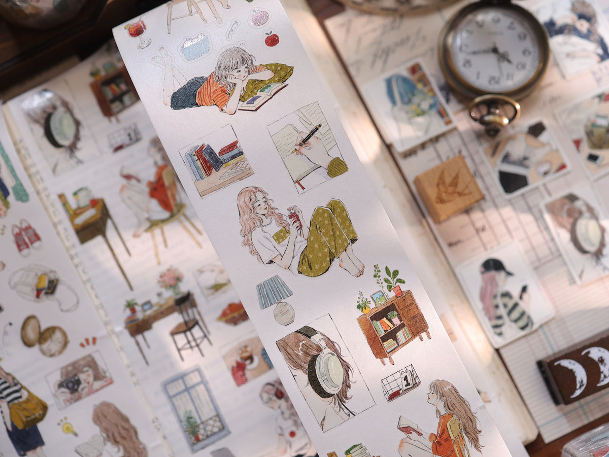 YiEr Vol18【Slow Daily Life】Salt Series Pre-cut Orginal Design Travel Character Storyboard Washi Tape and PET Stickers