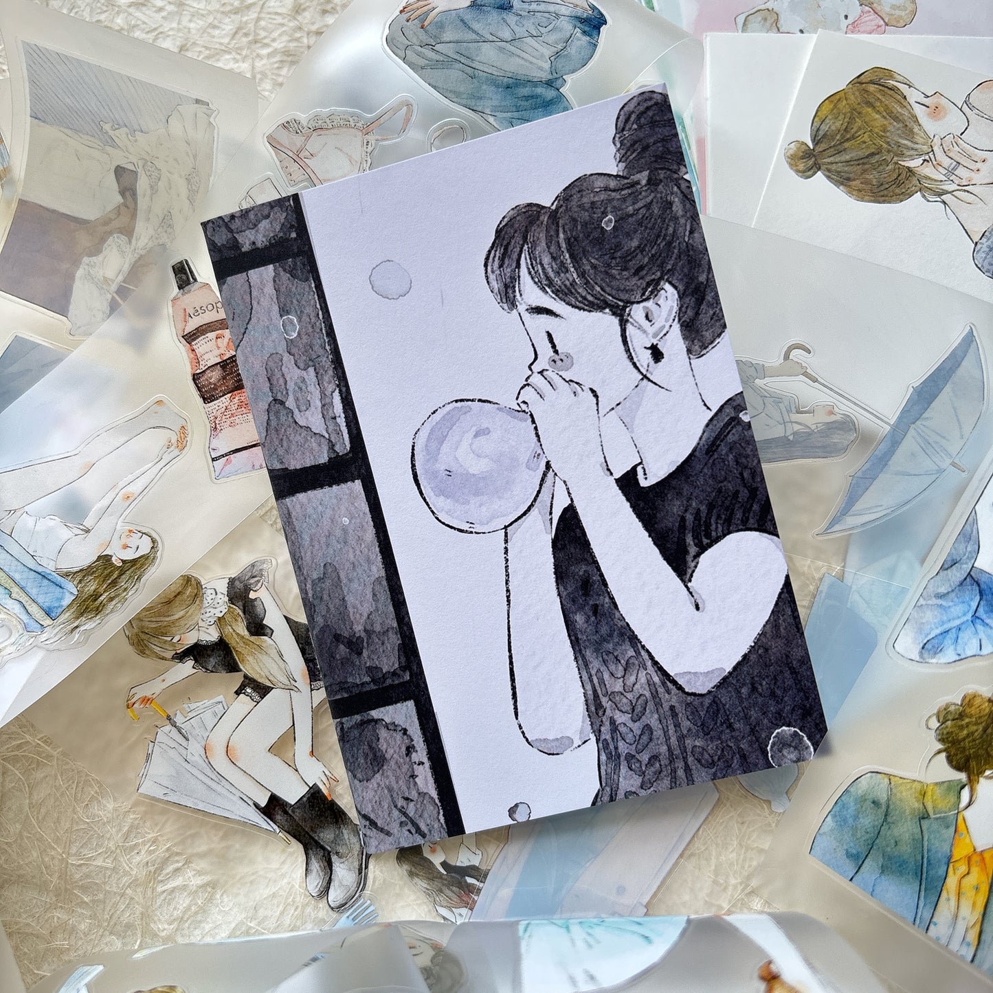 DingDing Vol9【8 Pcs 9*12.5cm Person Cover Travel Notebook】,Washi Sticker Book,Passport, Blank Inner Pages,for Junk Journal,Journaling,Scrapbooking