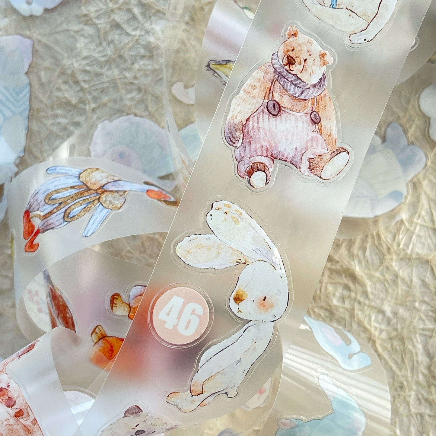 DingDing Vol13【46#Ragdoll】Kiss-cut Washi Pet Tape,Original Vintage Design for Scrapbooks Supplies,Junk Journal,Planner Stickers