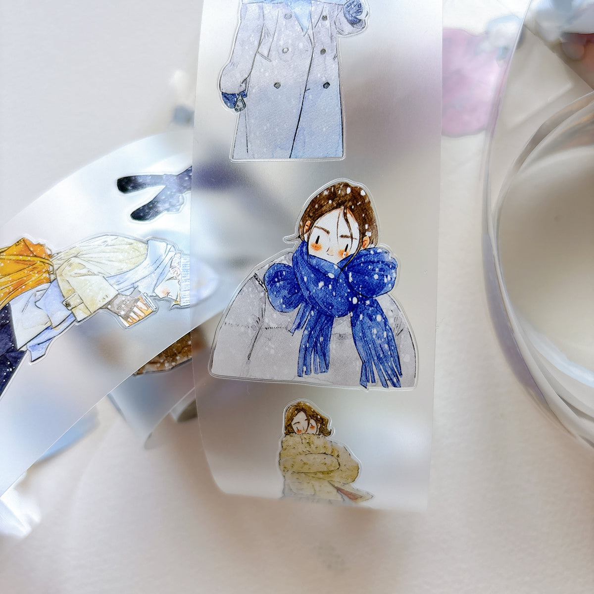 DingDing Vol.17【64#It’s Snowing】Pre-Cut Original Design Vintage Character Washi/PET Tape Stickers, for Scrapbook Supplies,Scrapbook Tape Stickers,Junk Journal Supplies, Journaling Stickers,Bullet Journals