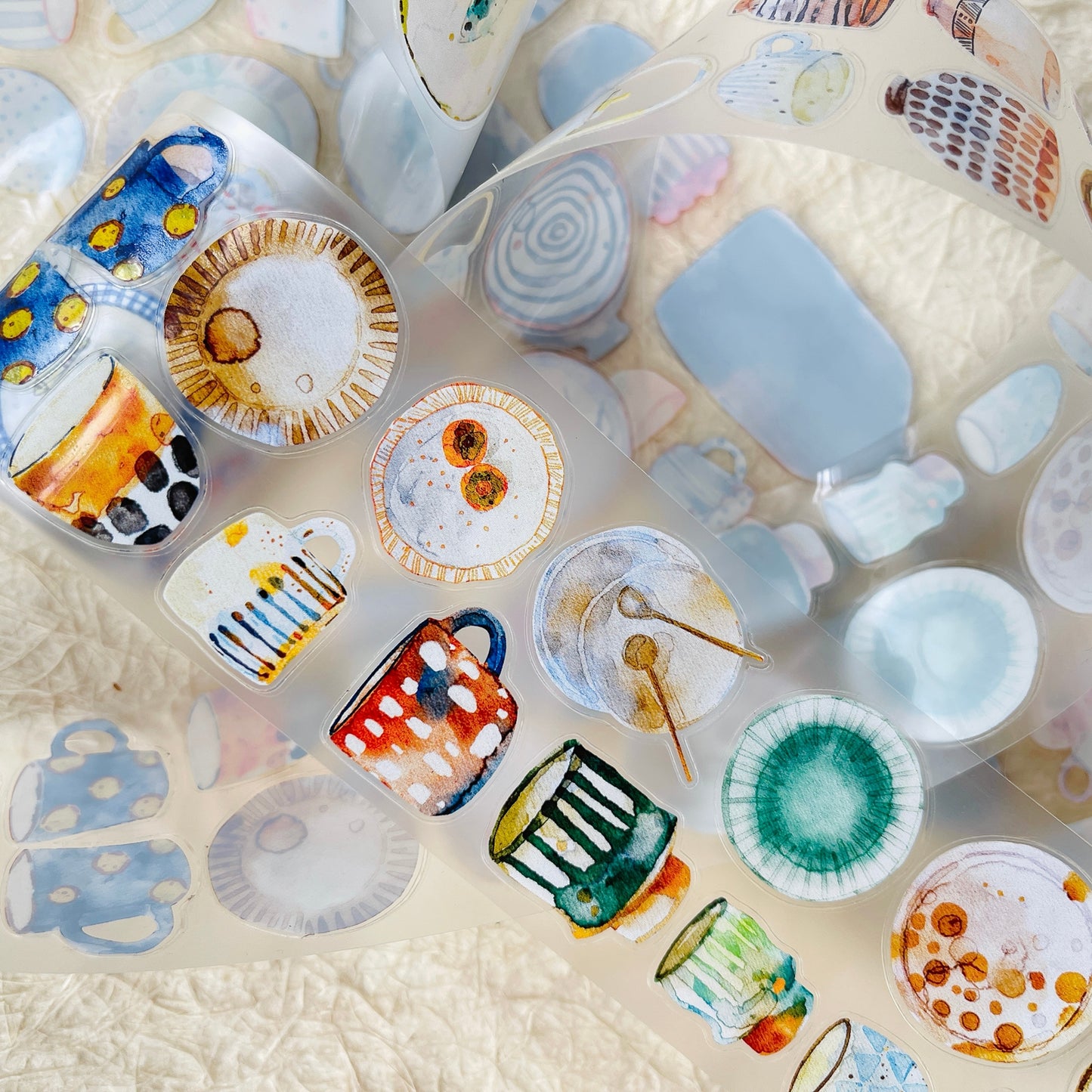 NuNu(DingDing) Vol1【N01 Shallow Cup of Clear Joy】Salt Style Washi/PET Tape Stickers,for Scrapbook Supplies,Scrapbook Tape Stickers,Junk Journal Supplies