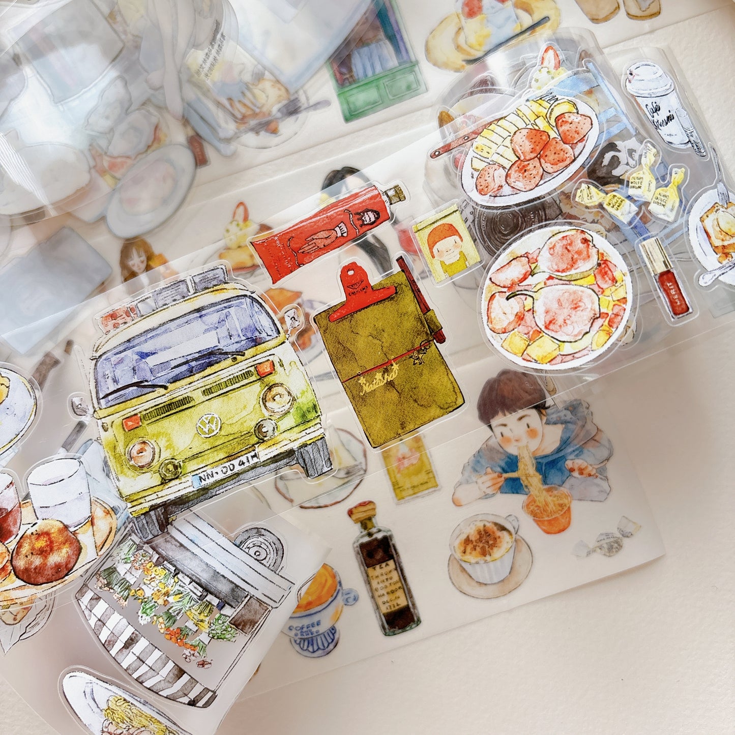 Seahorse Forest Vol11【A58#Leisure Time】Vintage Scene Original Design Pre-Cut Washi/PET Tape Stickers,for Scrapbook Supplies,Junk Journal Supplies