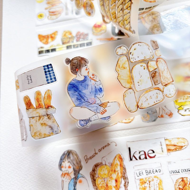 Seahorse Forest Vol.12【A69#Bread Woman】Vintage Delicious Sweets Bread Original Design Pre-Cut Washi/PET Tape Stickers,for Scrapbook Supplies,Junk Journal Supplies