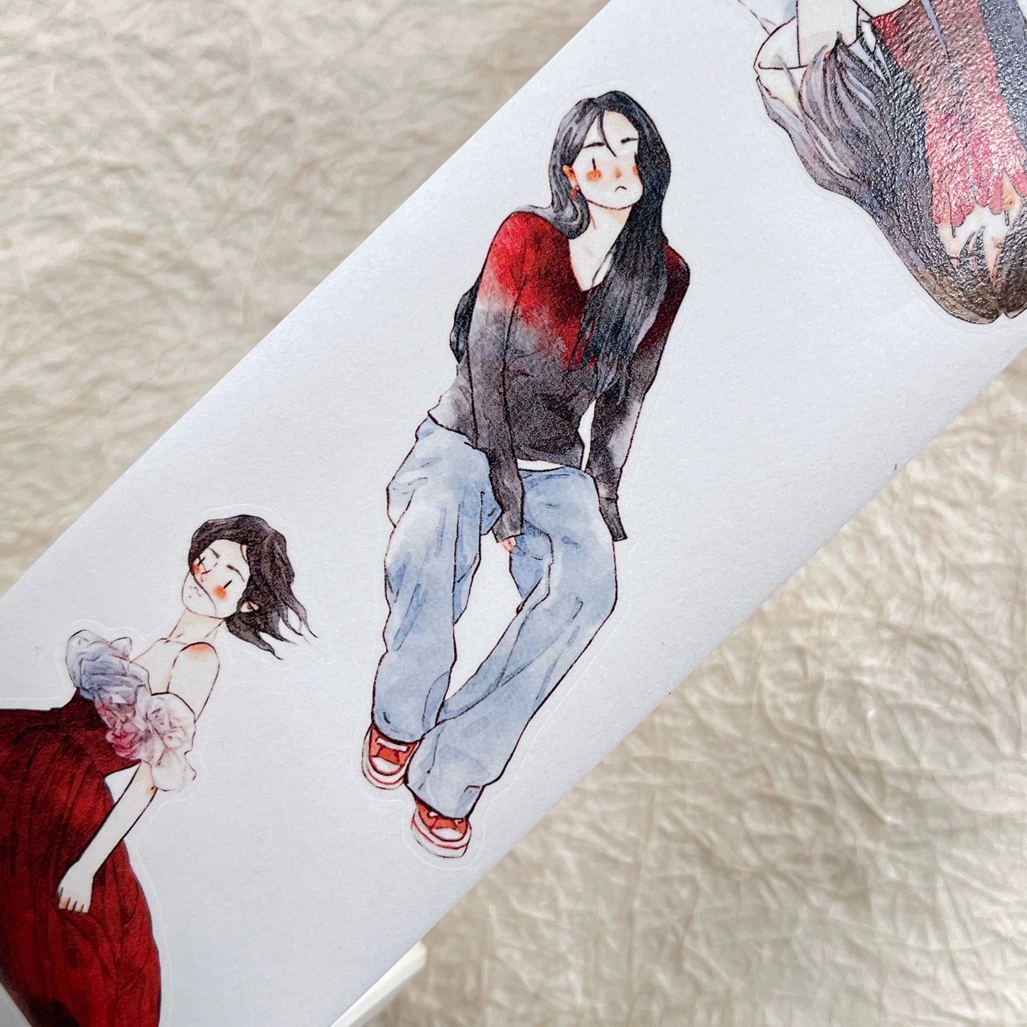 DingDing Vol12【42#A Little Red】Original Design Pre-Cut Washi/PET Tape Stickers,for Scrapbook Supplies,Journaling,Junk Journal,Bullet Journal,Planner Stickers