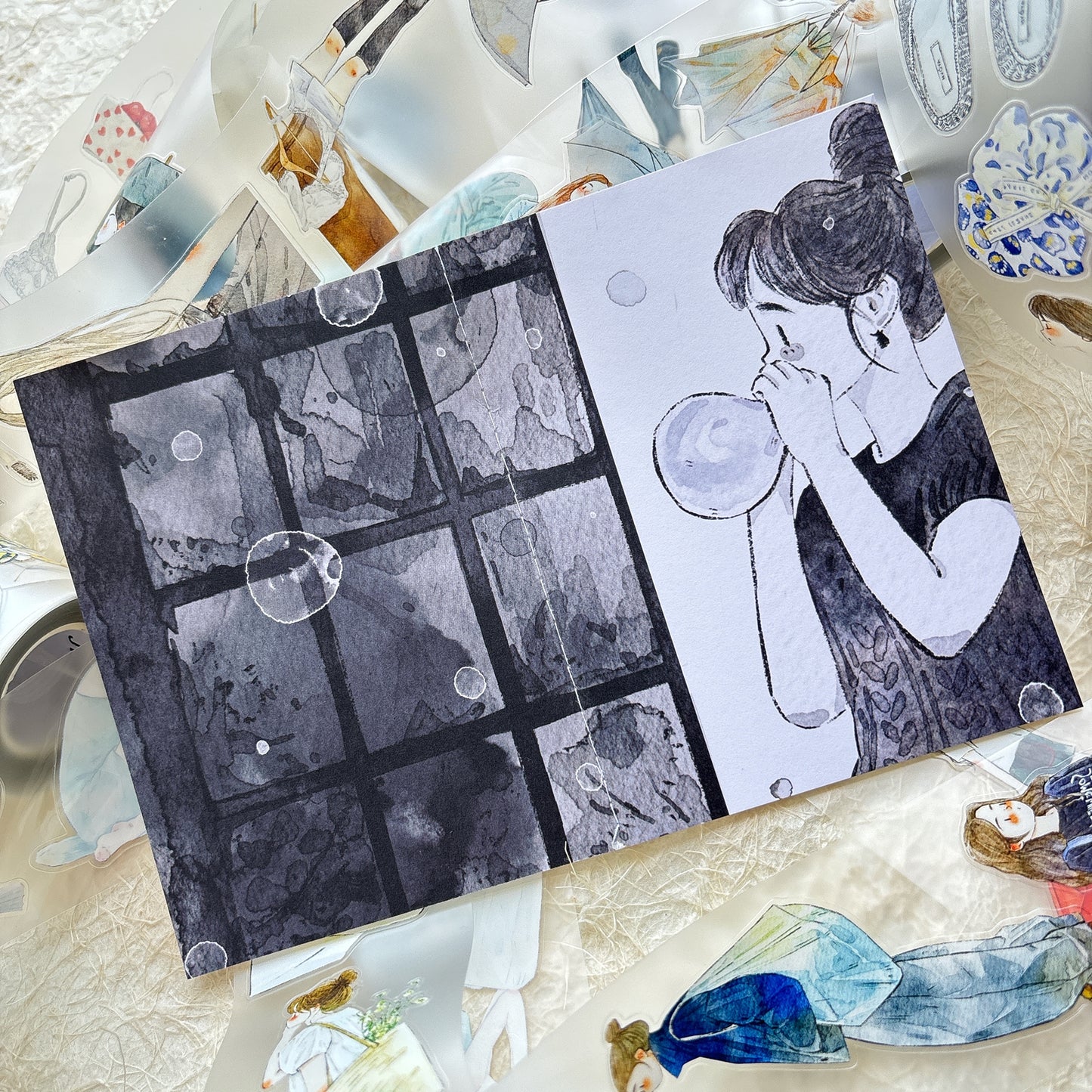 DingDing Vol9【8 Pcs 9*12.5cm Person Cover Travel Notebook】,Washi Sticker Book,Passport, Blank Inner Pages,for Junk Journal,Journaling,Scrapbooking