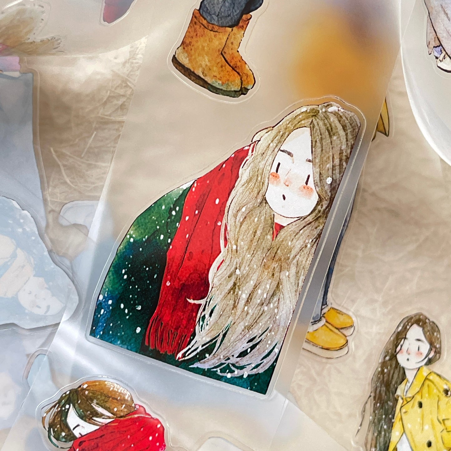 DingDing Vol12【43#Winter Day】Original Design Pre-Cut Washi/PET Tape Stickers,for Scrapbook Supplies,Journaling,Junk Journal,Bullet Journal,Planner Stickers