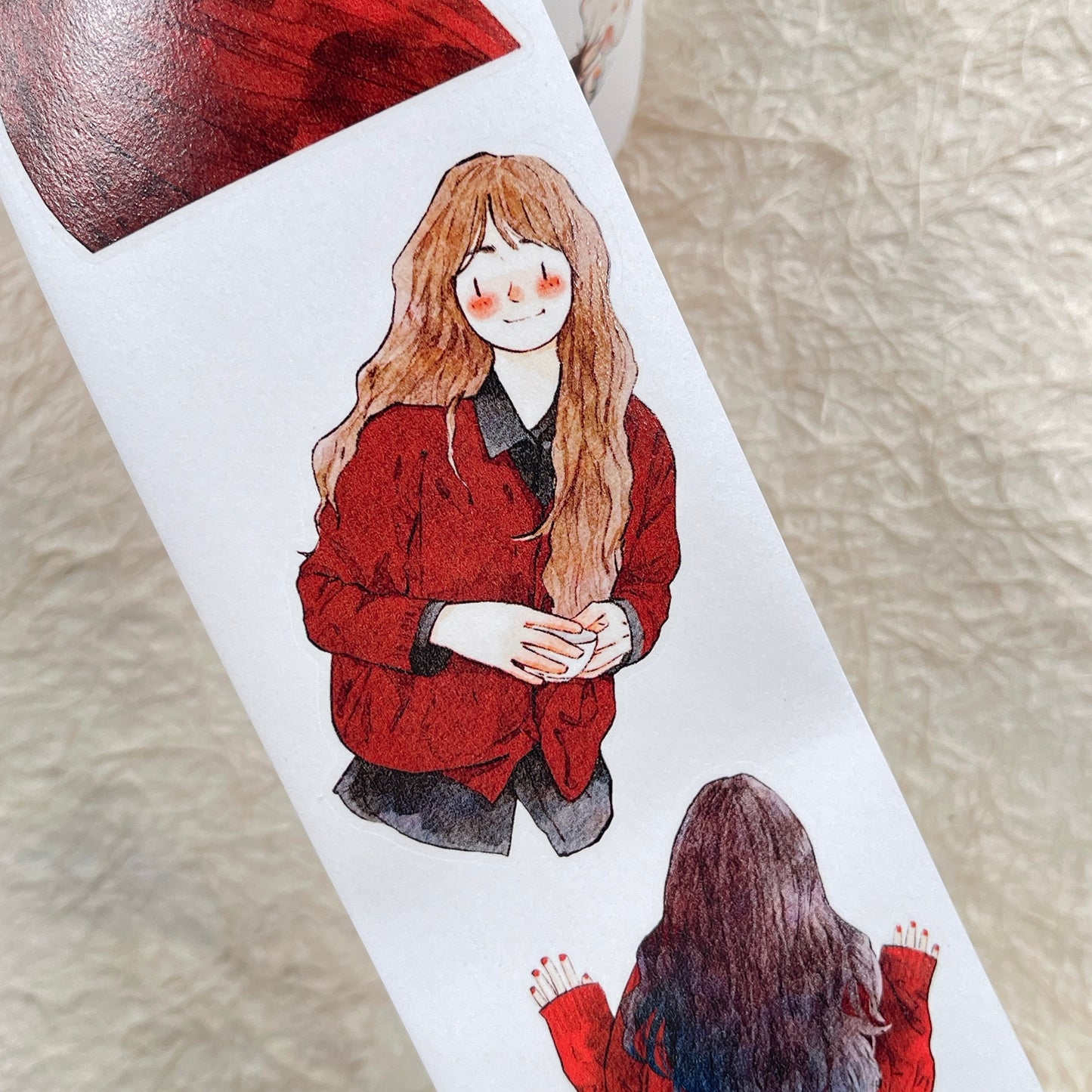 DingDing Vol12【42#A Little Red】Original Design Pre-Cut Washi/PET Tape Stickers,for Scrapbook Supplies,Journaling,Junk Journal,Bullet Journal,Planner Stickers