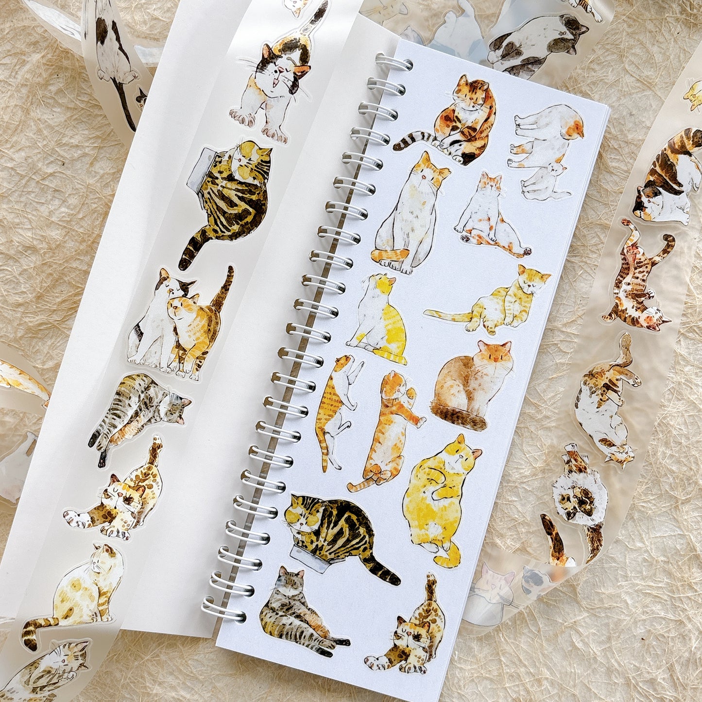Seahorse Forest Vol11【A62#Mimi】Vintage Cat Original Design Pre-Cut Washi/PET Tape Stickers,for Scrapbook Supplies,Junk Journal Supplies