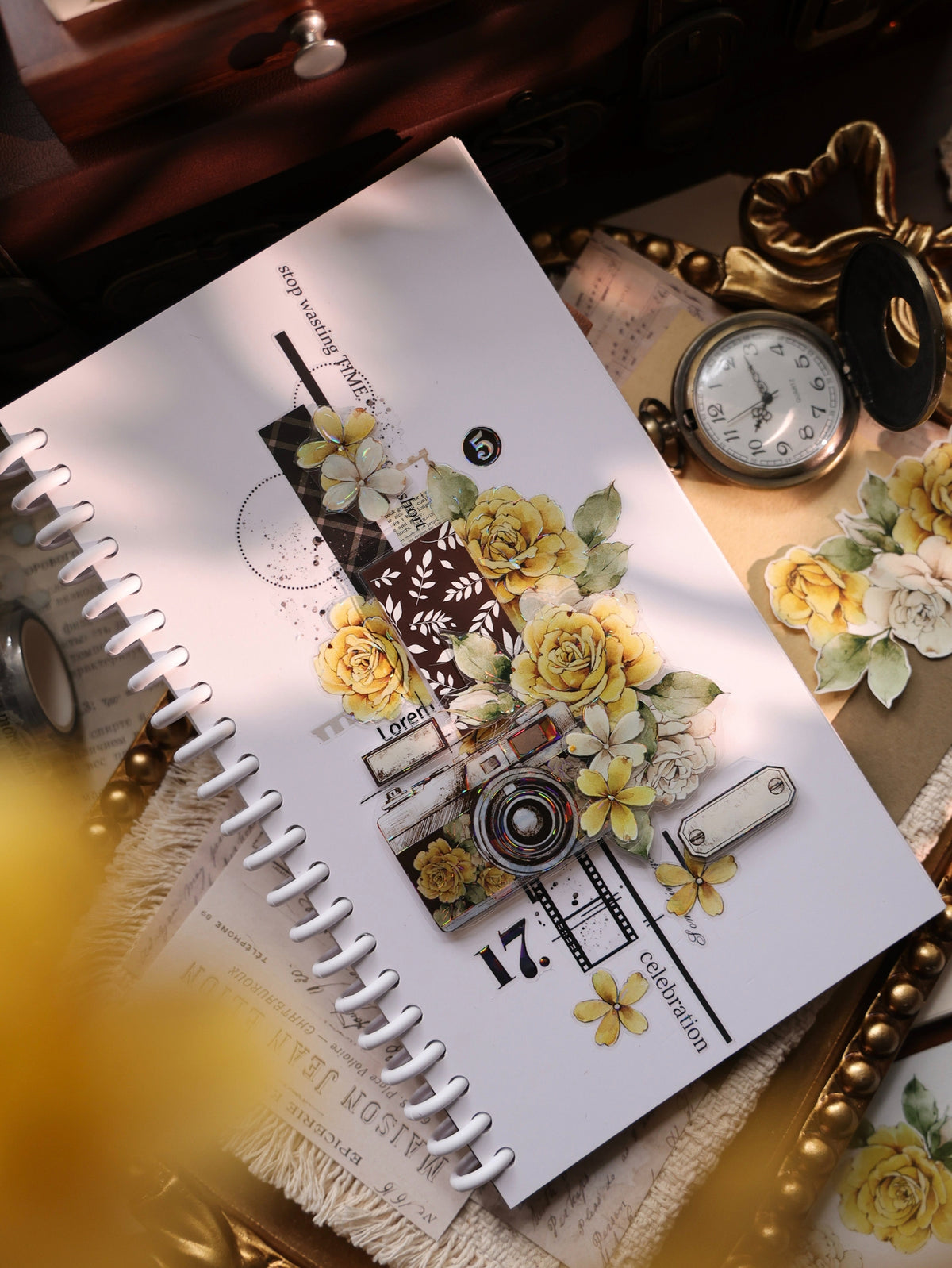 YiEr Vol18【Yellowed Letter Paper】Pre-cut Orginal Design Follower Washi Tape and PET Stickers