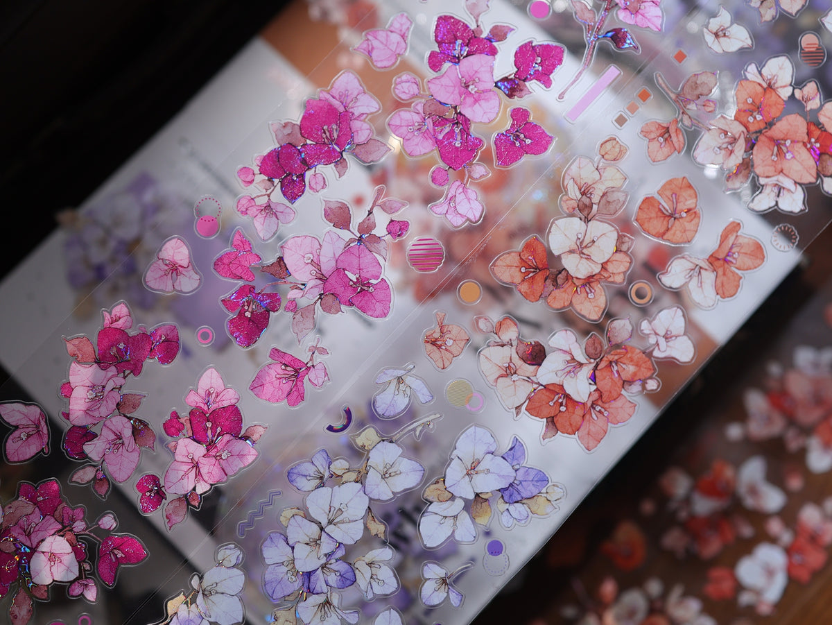 YiEr Vol18【Bougainvillea】Pre-cut Orginal Design Follower Washi Tape and PET Stickers