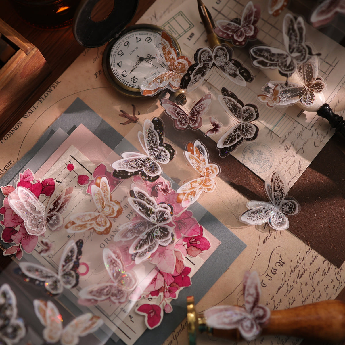 YiEr Vol18【Glasswing Butterfly】Pre-cut Orginal Design Butterfly Washi Tape and PET Stickers