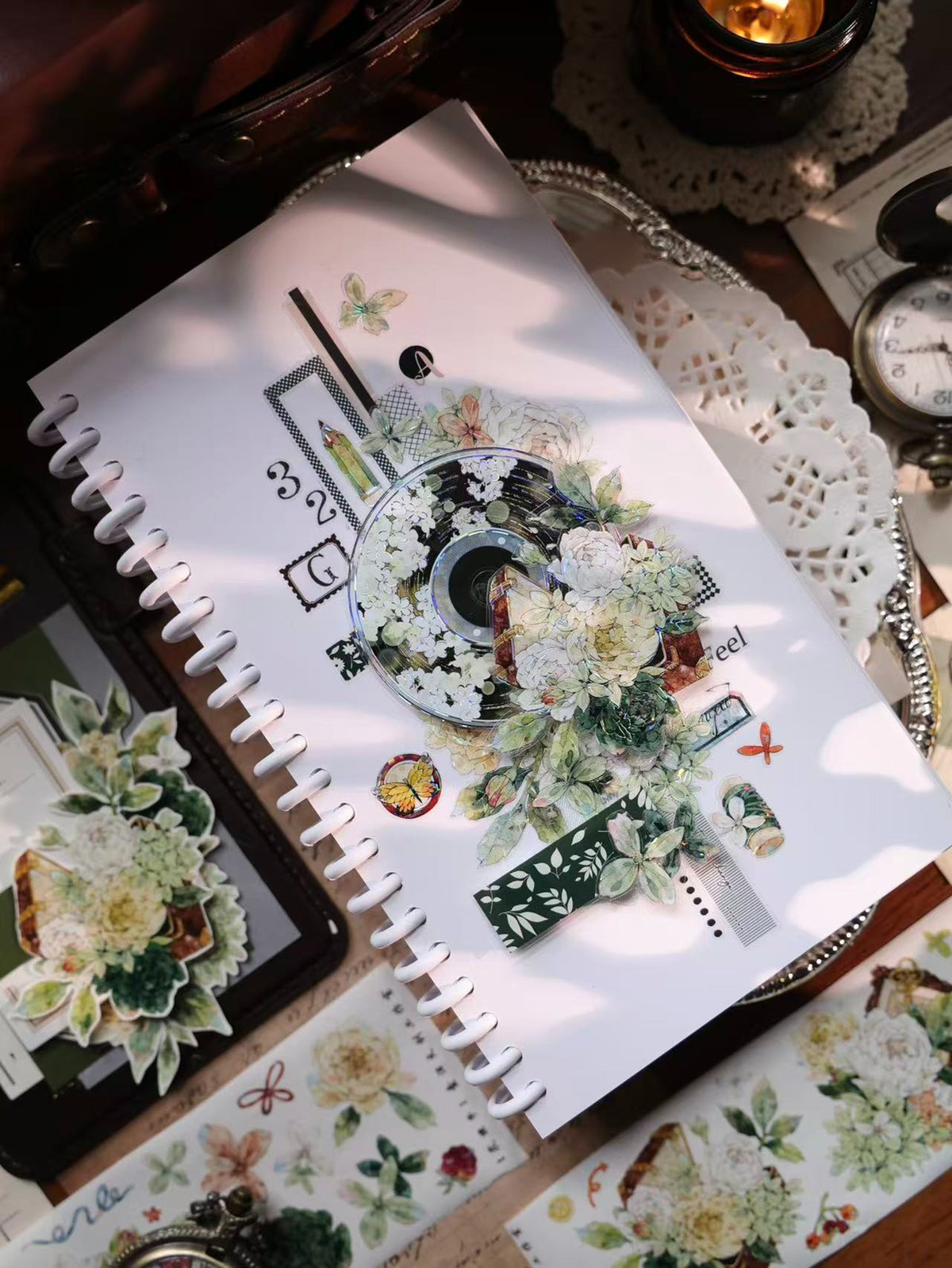 YiEr Vol18【 Spinning Sound Creates Dreams】Pre-cut Orginal Design CD Disc Tape,Light Retro Record Washi Pet Tape