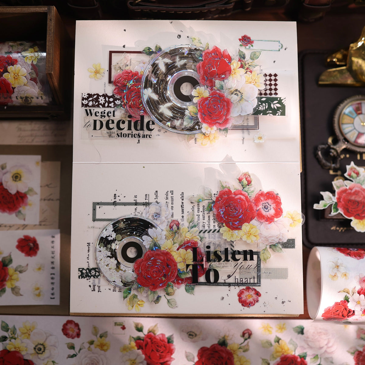 YiEr Vol18【A Brief Sketch】Pre-cut Orginal Design Base Border Washi Tape and PET Stickers