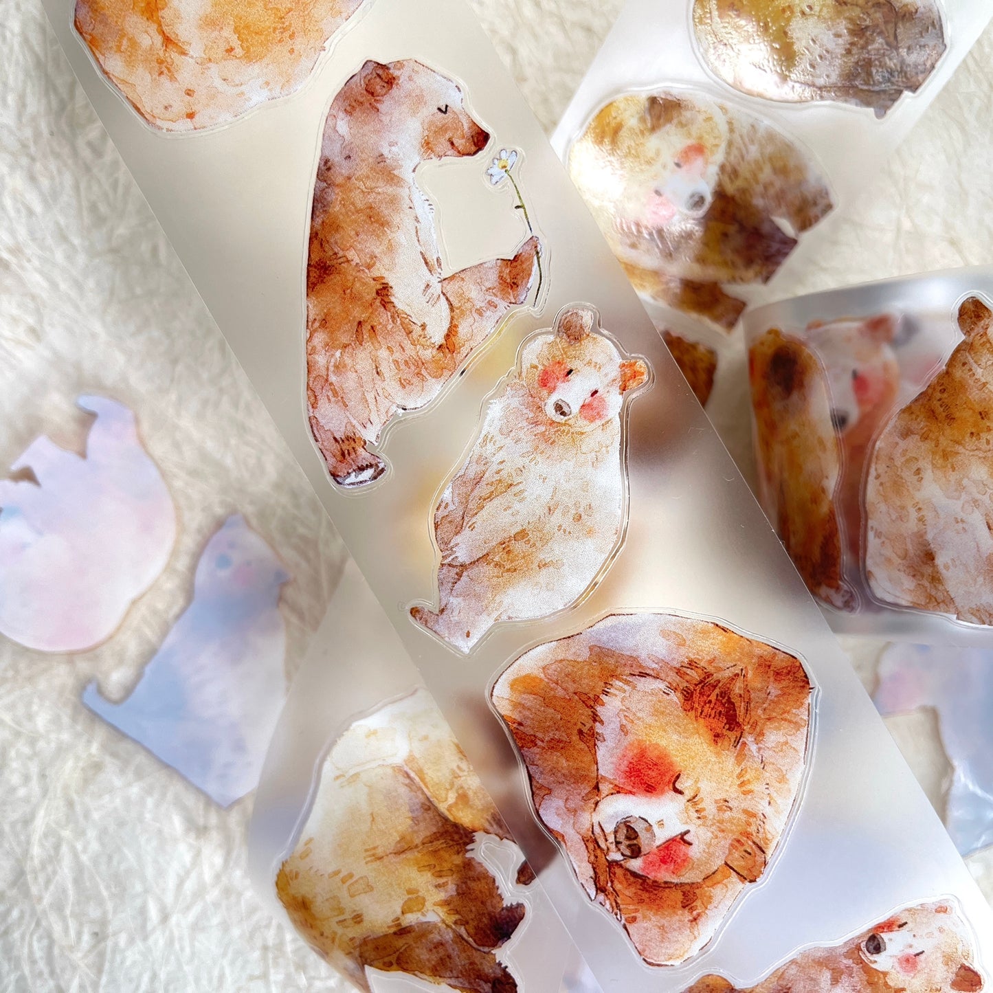 NuNu(DingDing) Vol1【N02 Brother Bear】Salt Style Washi/PET Tape Stickers,for Scrapbook Supplies,Scrapbook Tape Stickers,Junk Journal Supplies