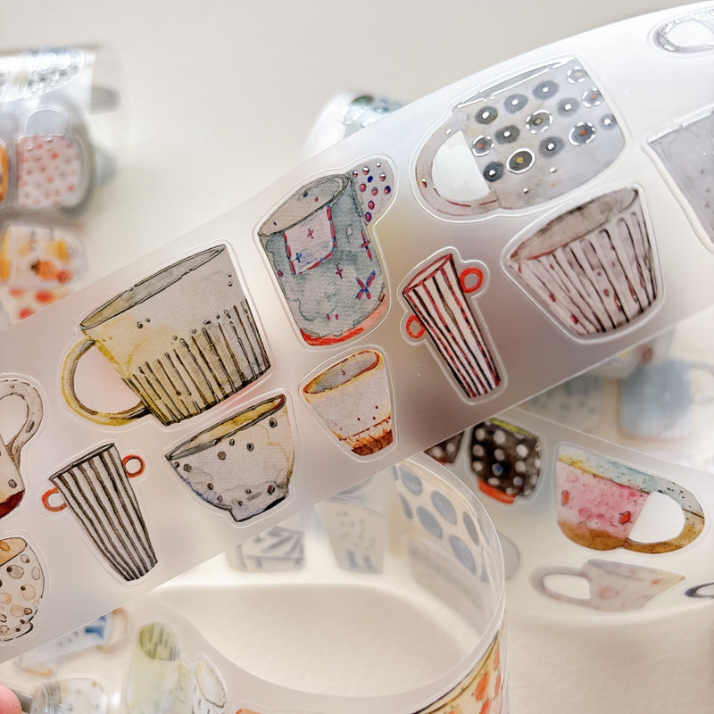 Seahorse Forest Vol.12【A67#Cup】Vintage Original Design Pre-Cut Silver Foil Washi/PET Tape Stickers,for Scrapbook Supplies,Junk Journal Supplies