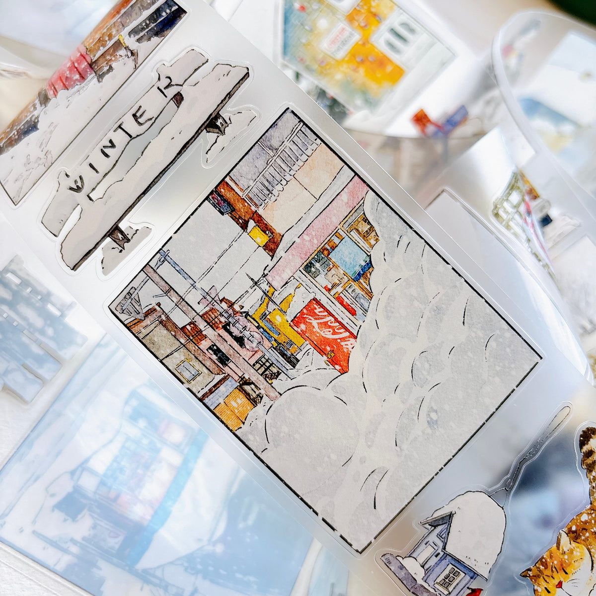 DingDing Vol.17【65#There is Winter】Original Design Pre-Cut Washi/PET Tape Stickers,for Scrapbook Supplies,Journaling,Junk Journal,Bullet Journal,Planner Stickers