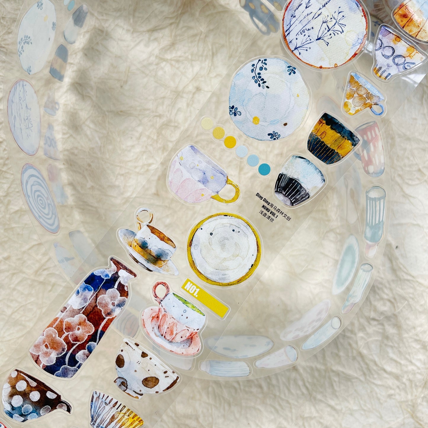 NuNu(DingDing) Vol1【N01 Shallow Cup of Clear Joy】Salt Style Washi/PET Tape Stickers,for Scrapbook Supplies,Scrapbook Tape Stickers,Junk Journal Supplies
