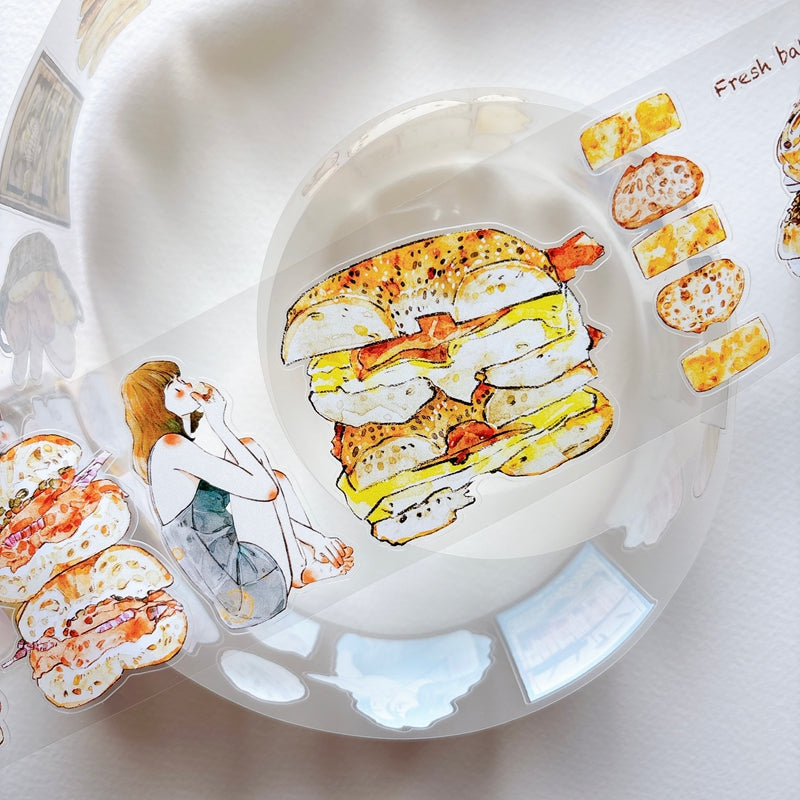 Seahorse Forest Vol.12【A69#Bread Woman】Vintage Delicious Sweets Bread Original Design Pre-Cut Washi/PET Tape Stickers,for Scrapbook Supplies,Junk Journal Supplies