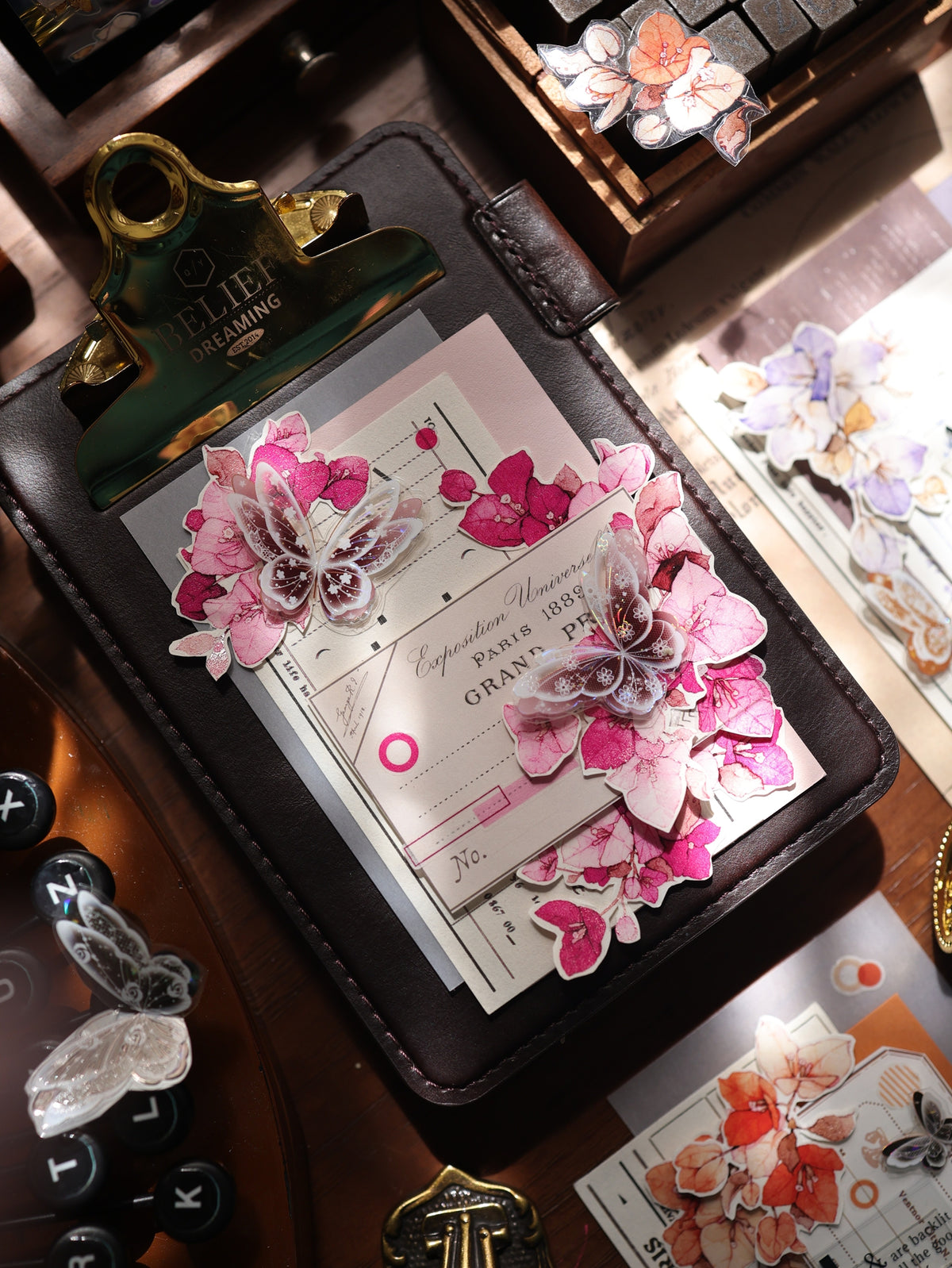 YiEr Vol18【Bougainvillea】Pre-cut Orginal Design Follower Washi Tape and PET Stickers